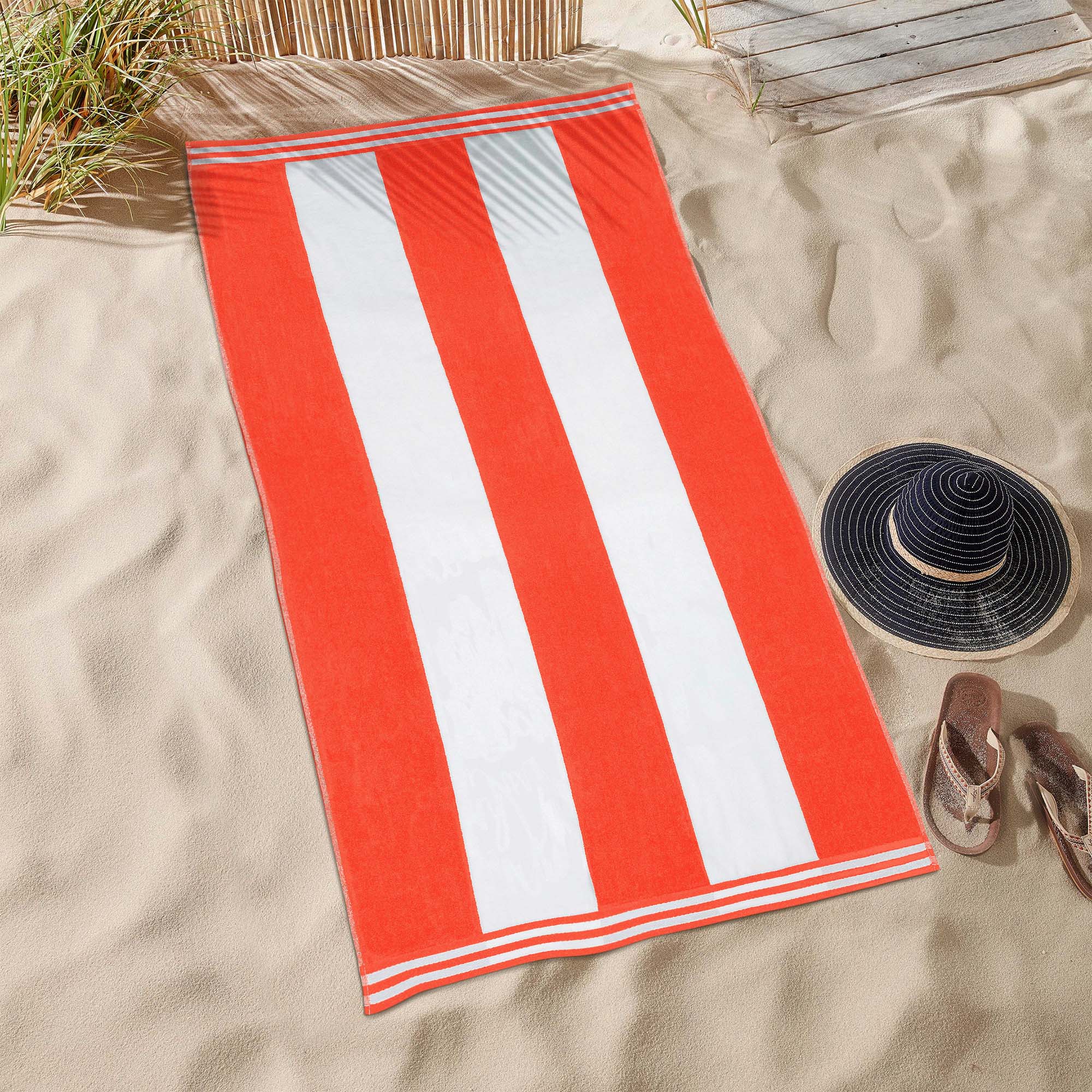 Cabana Stripe Oversized Cotton Beach Towel Set Of 2, 4, 6 - Blue Nile Mills