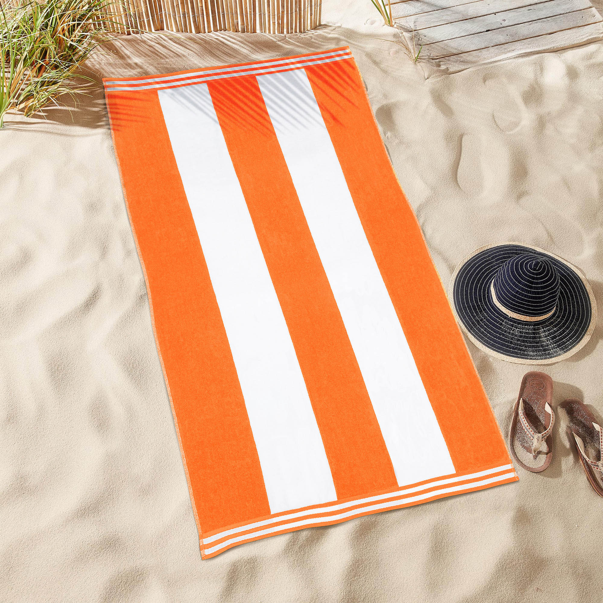 Cabana Stripe Oversized Cotton Beach Towel Set Of 2, 4, 6 - Blue Nile Mills