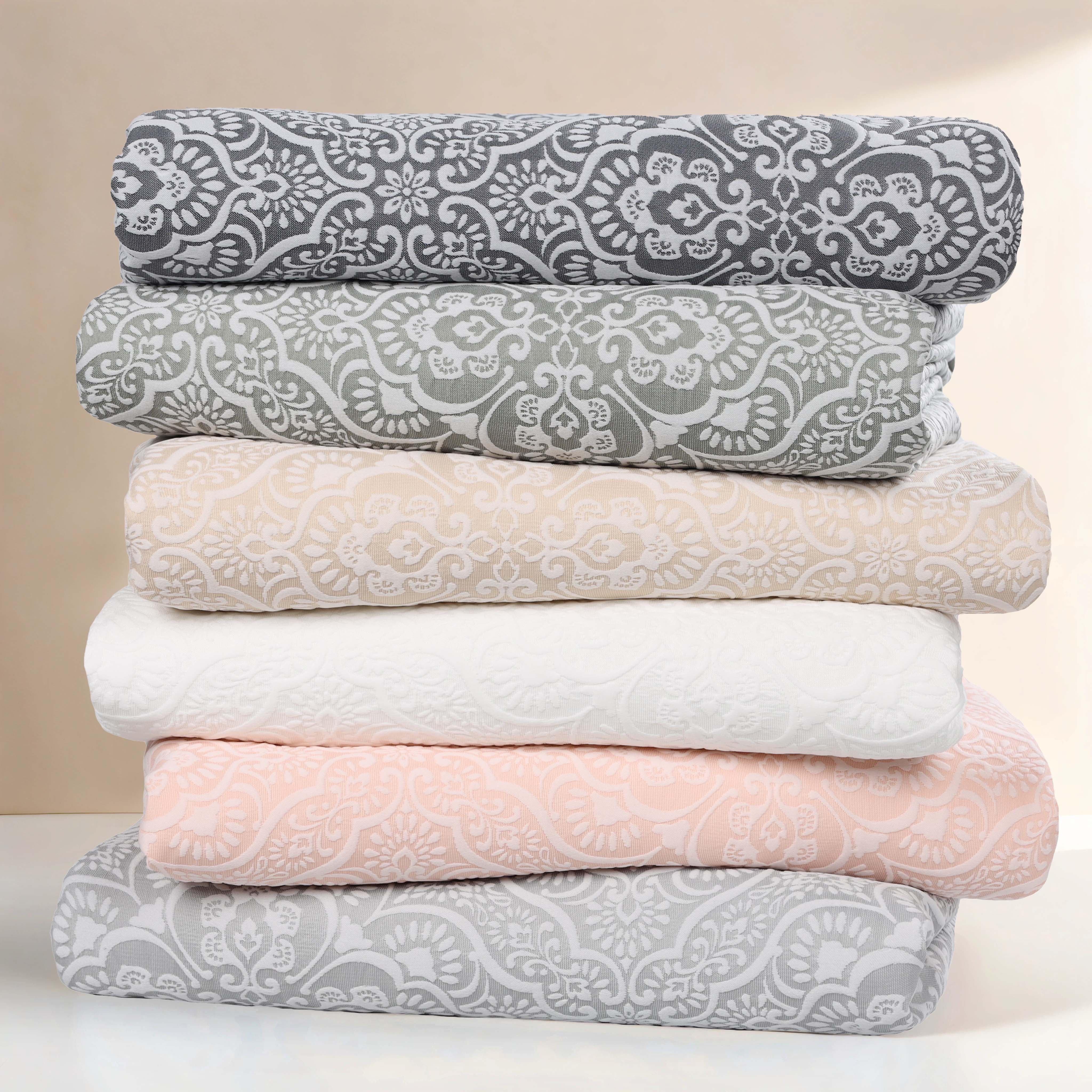 Enzy Medium Weight Floral Matelasse Bedspread and Sham Set - Blue Nile Mills