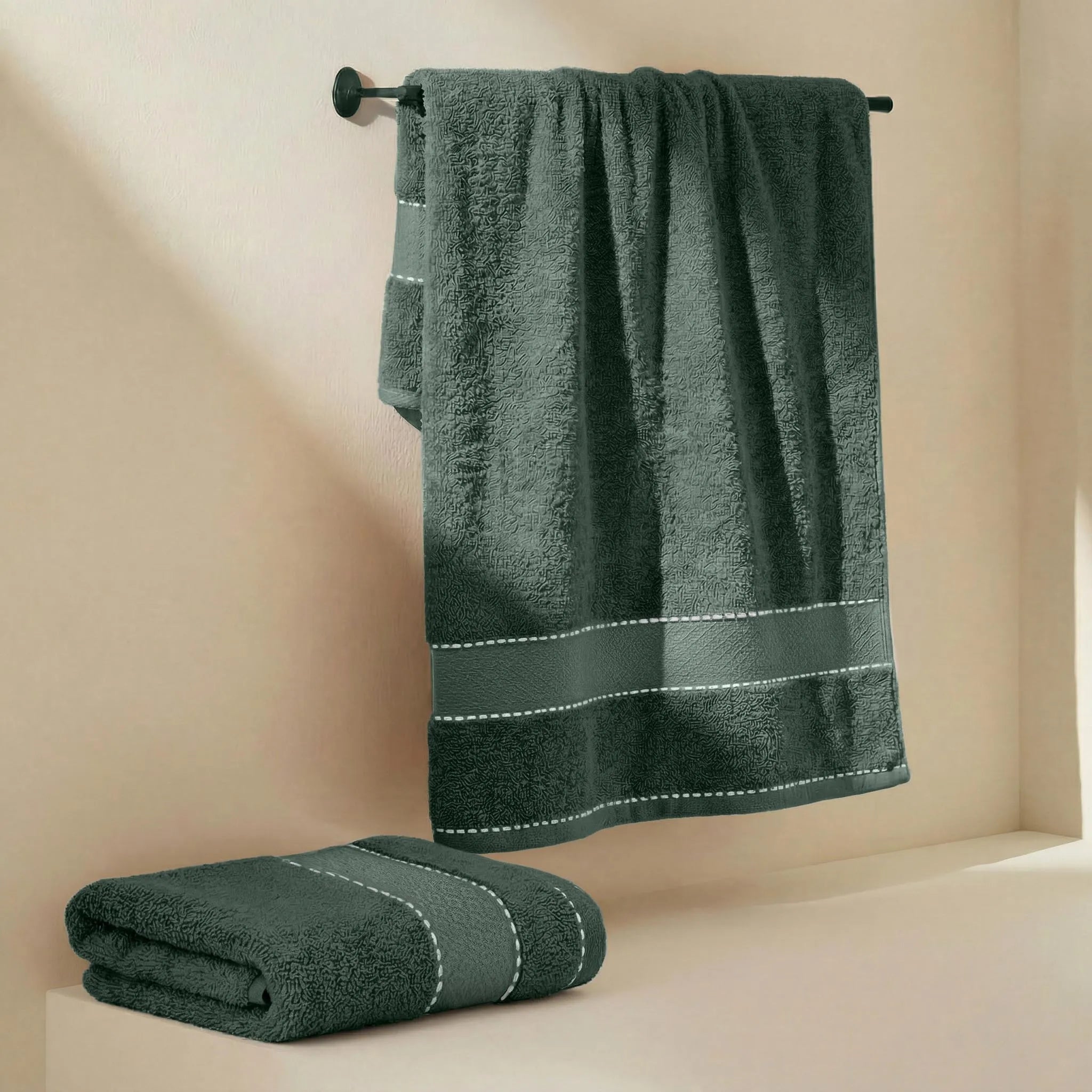 BNM 2 Piece Cotton Plush Bath Towel Set Giza