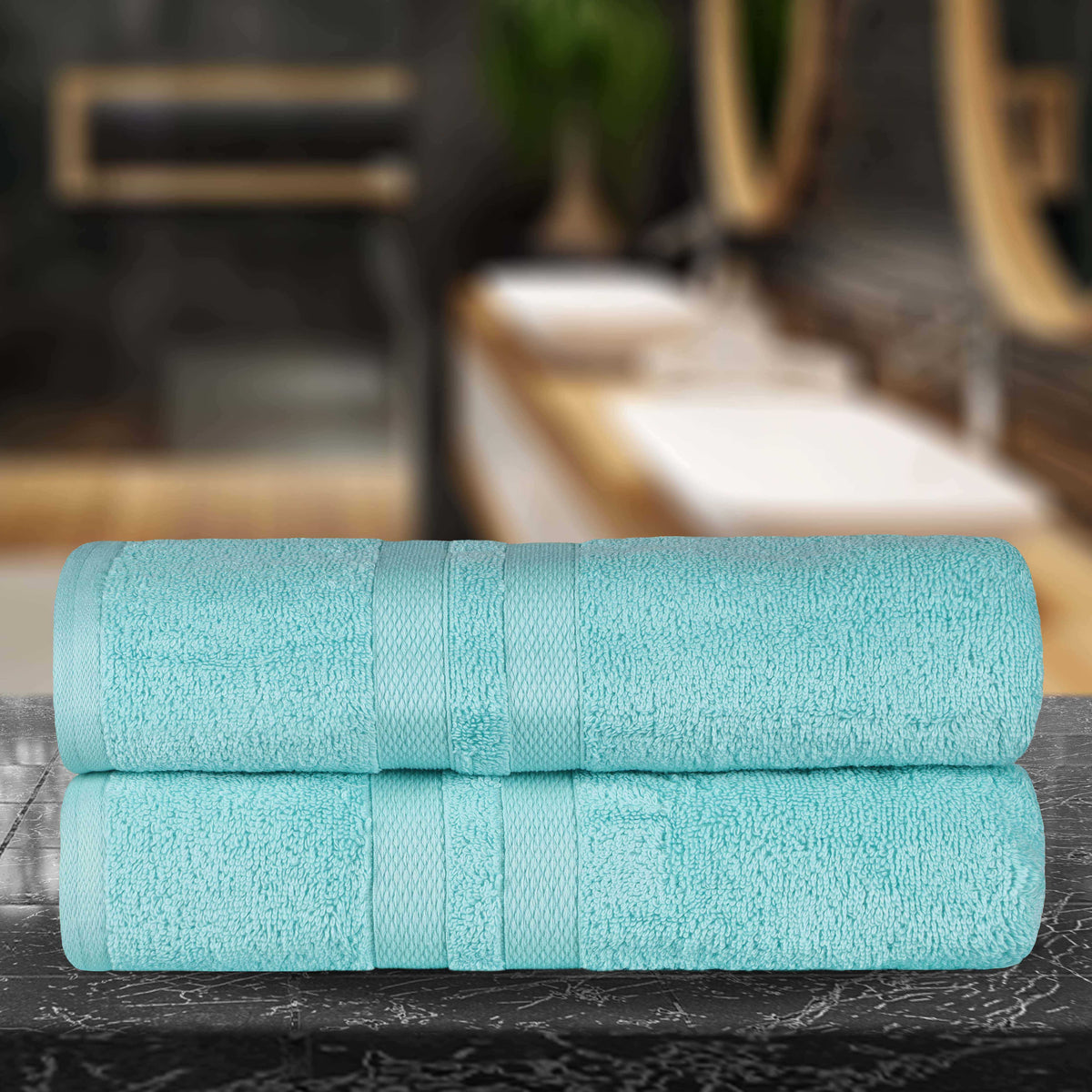 Ultra Soft Cotton Absorbent Solid Assorted 2 Piece Bath Sheet Set - Blue Nile Mills