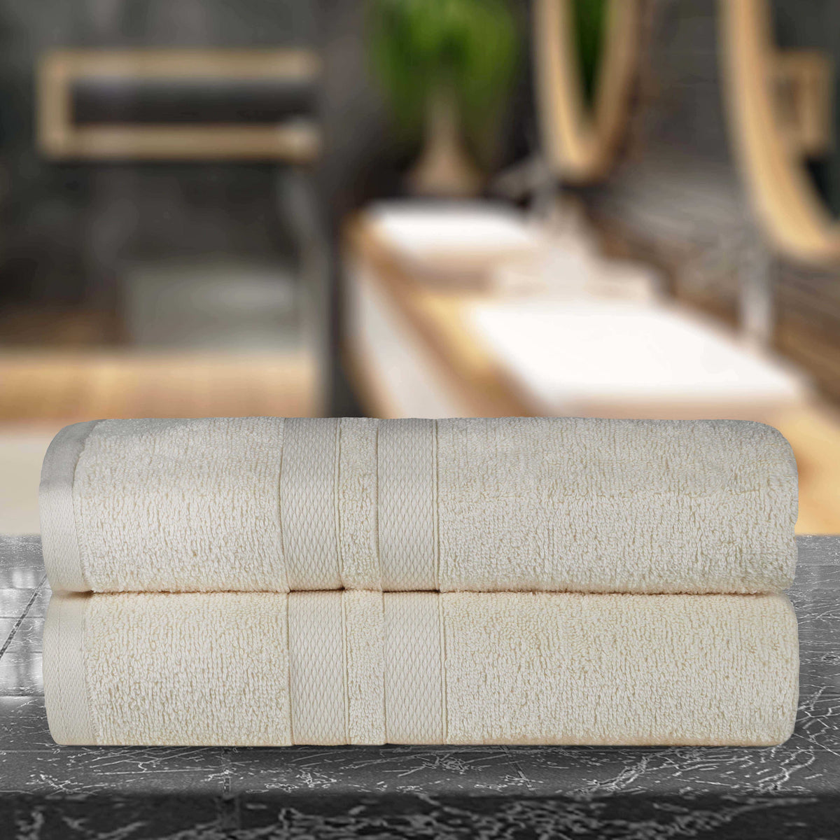 Ultra Soft Cotton Absorbent Solid Assorted 2 Piece Bath Sheet Set - Blue Nile Mills