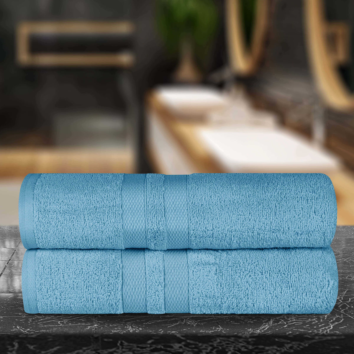 Ultra Soft Cotton Absorbent Solid Assorted 2 Piece Bath Sheet Set - Blue Nile Mills