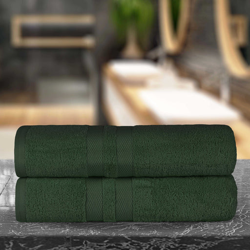 Ultra Soft Cotton Absorbent Solid Assorted 2 Piece Bath Sheet Set - Forrest Green