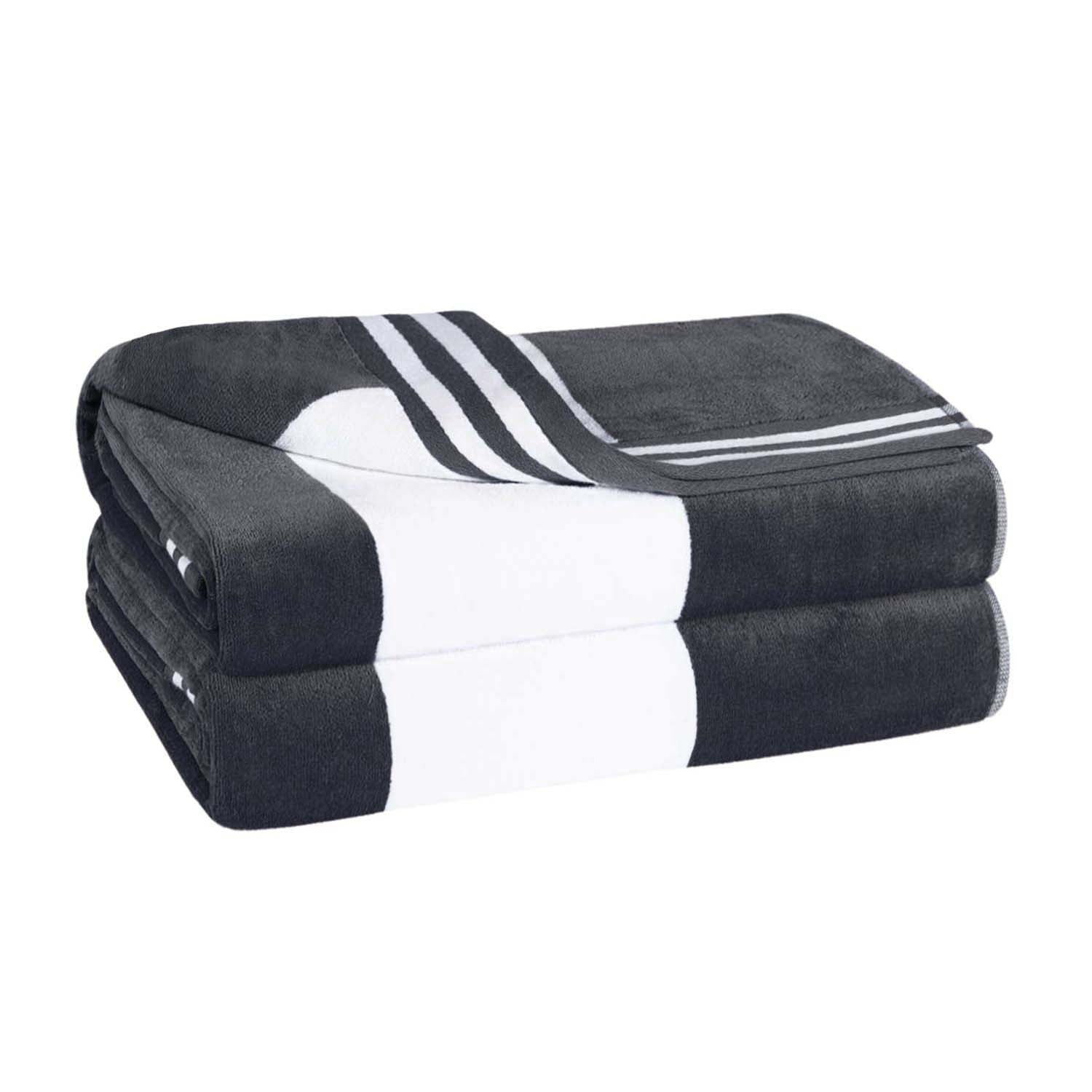 Cabana Stripe Oversized Cotton Beach Towel Set Of 2, 4, 6 - Blue Nile Mills