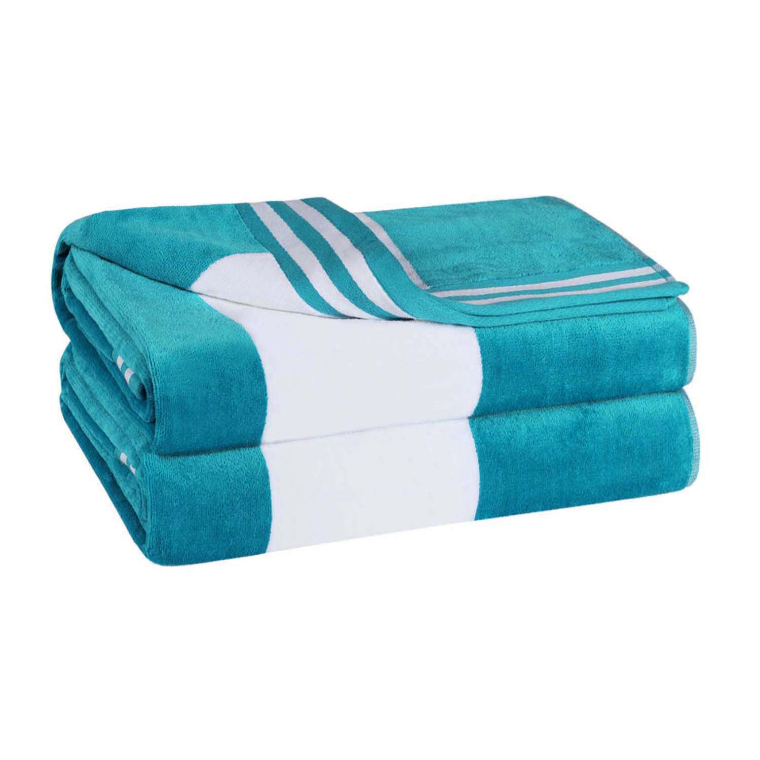 Cabana Stripe Oversized Cotton Beach Towel Set Of 2, 4, 6 - Blue Nile Mills