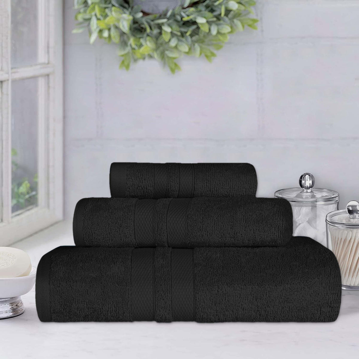 Ultra Soft Cotton Absorbent Solid Assorted 3 Piece Towel Set - Blue Nile Mills