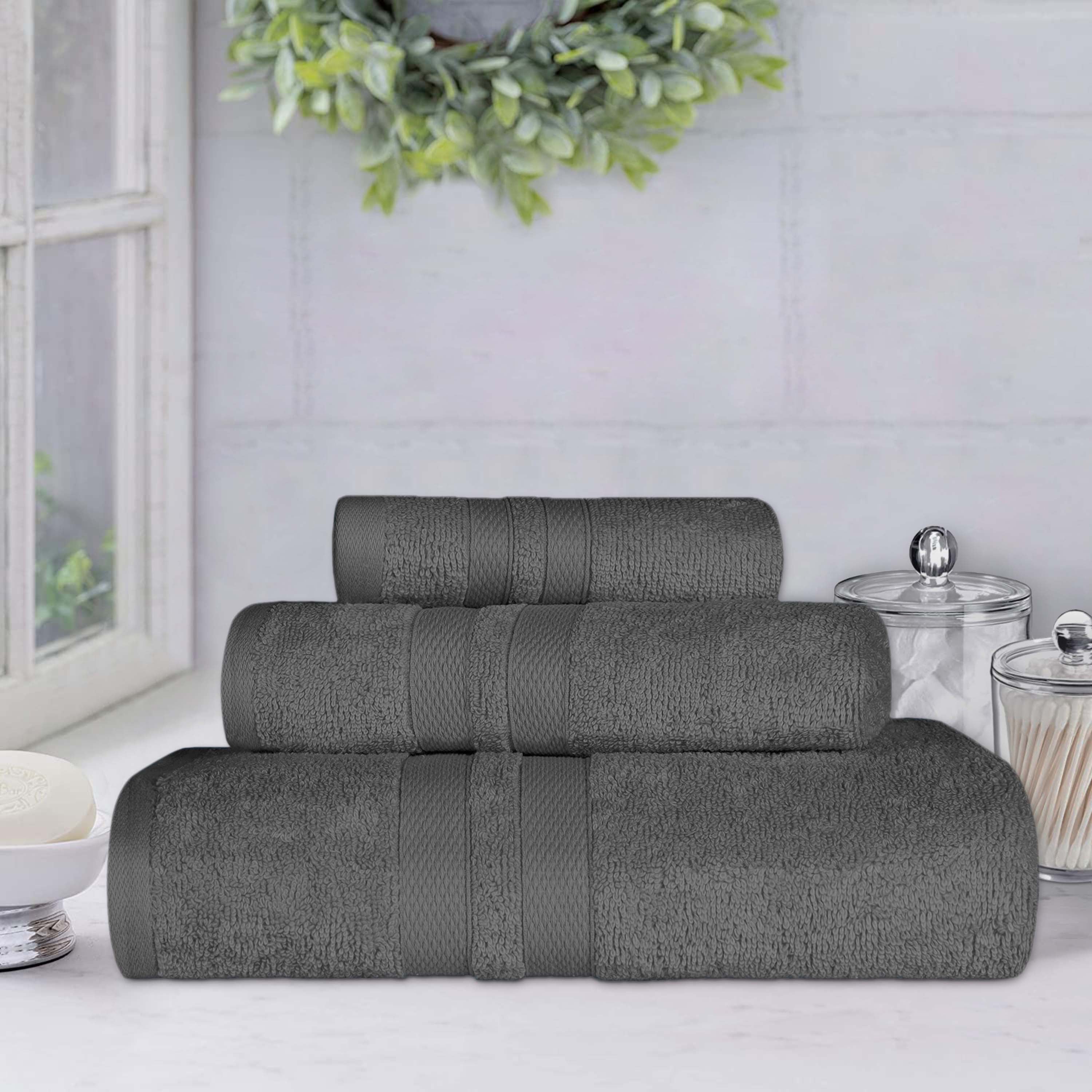 Ultra Soft Cotton Absorbent Solid Assorted 3 Piece Towel Set - Blue Nile Mills