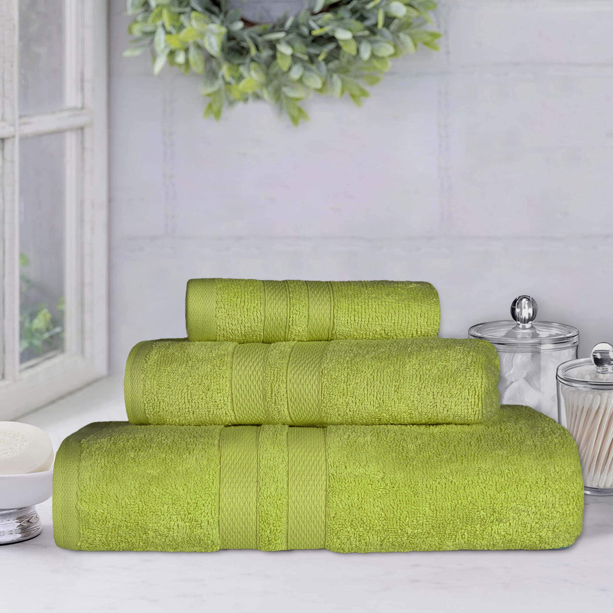 Ultra Soft Cotton Absorbent Solid Assorted 3 Piece Towel Set - Blue Nile Mills