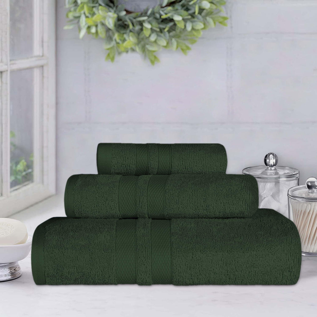 Ultra Soft Cotton Absorbent Solid Assorted 3 Piece Towel Set - Blue Nile Mills