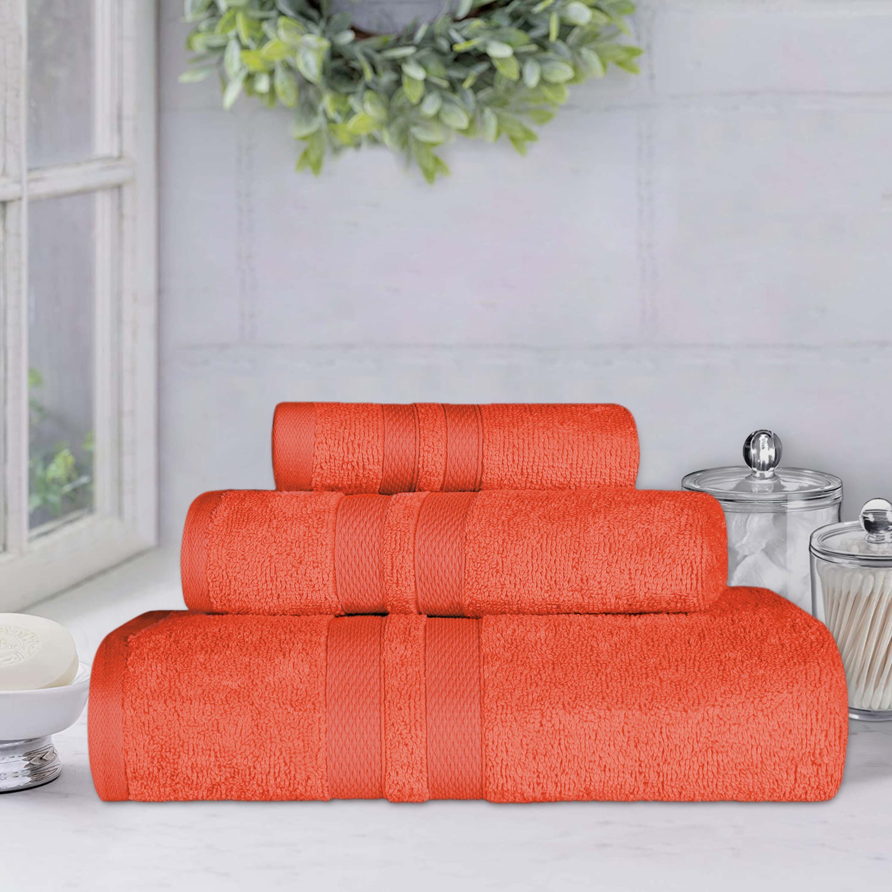 Ultra Soft Cotton Absorbent Solid Assorted 3 Piece Towel Set - Blue Nile Mills