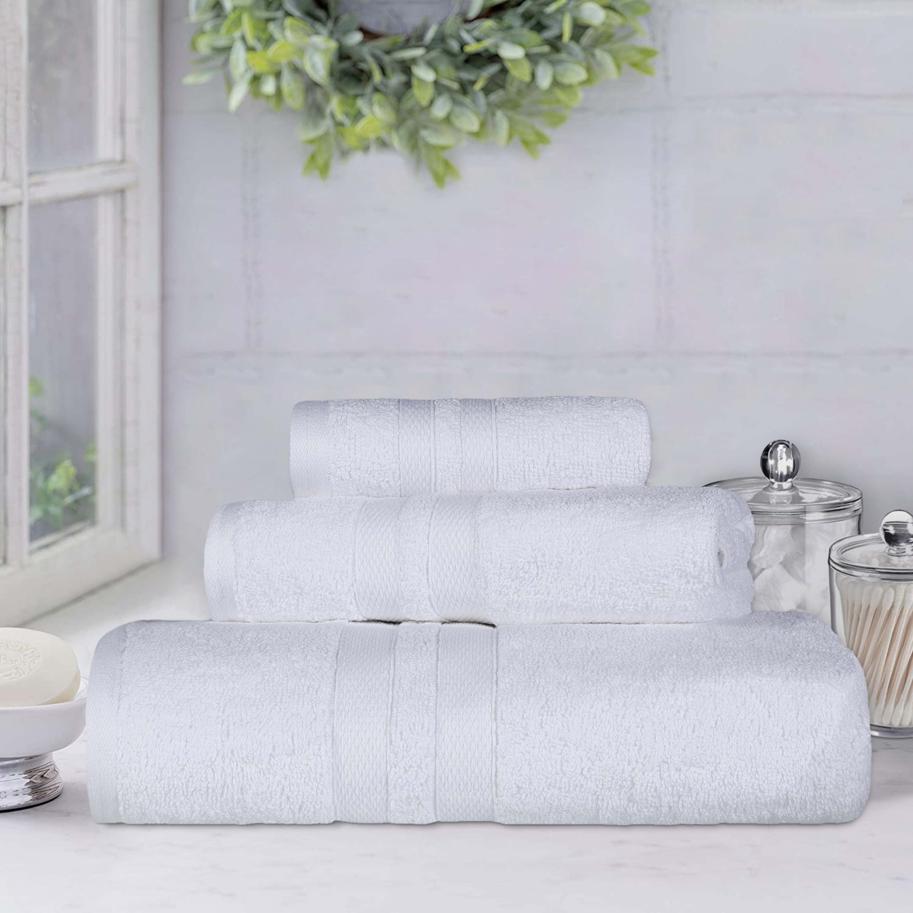 Ultra Soft Cotton Absorbent Solid Assorted 3 Piece Towel Set - Blue Nile Mills