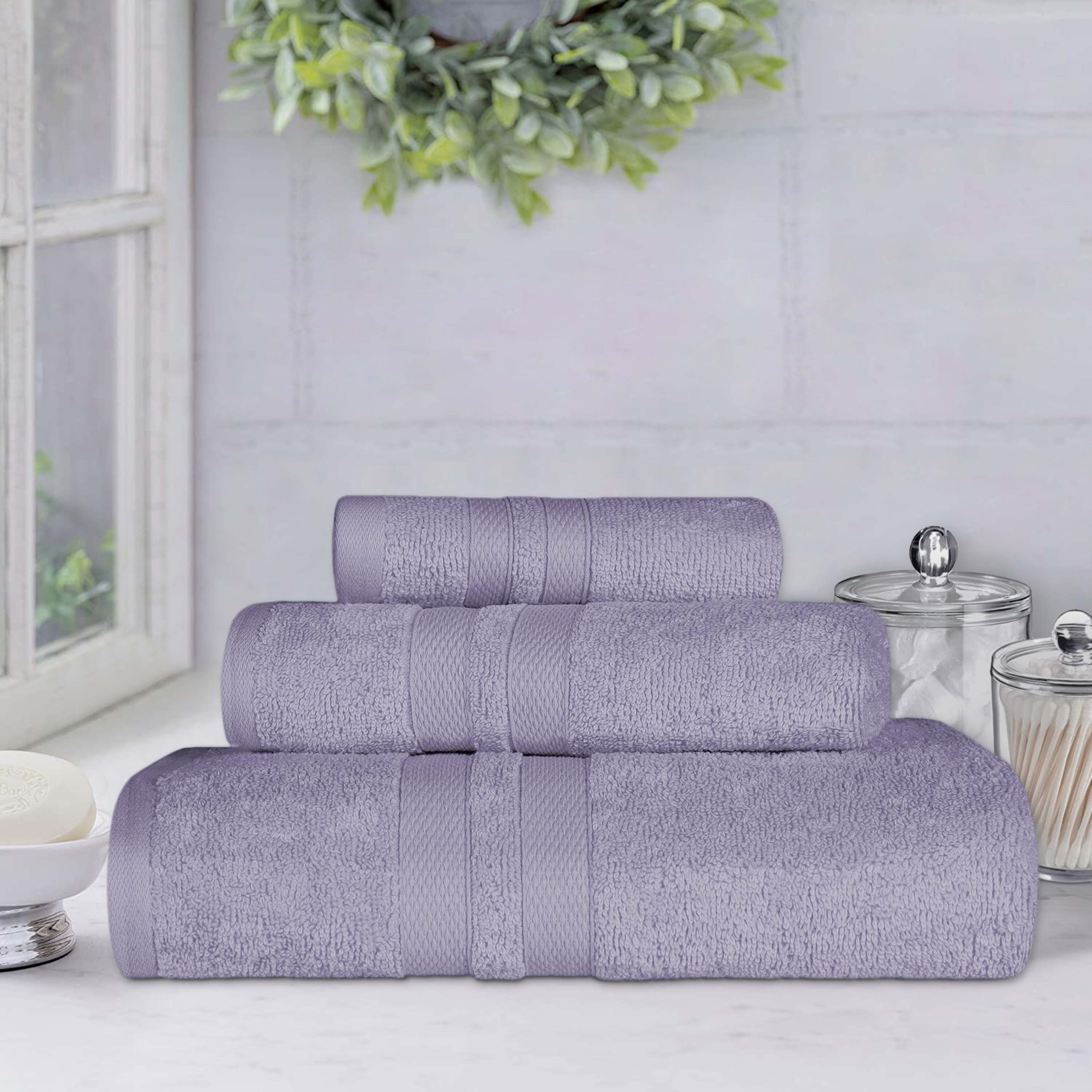 Ultra Soft Cotton Absorbent Solid Assorted 3 Piece Towel Set - Blue Nile Mills