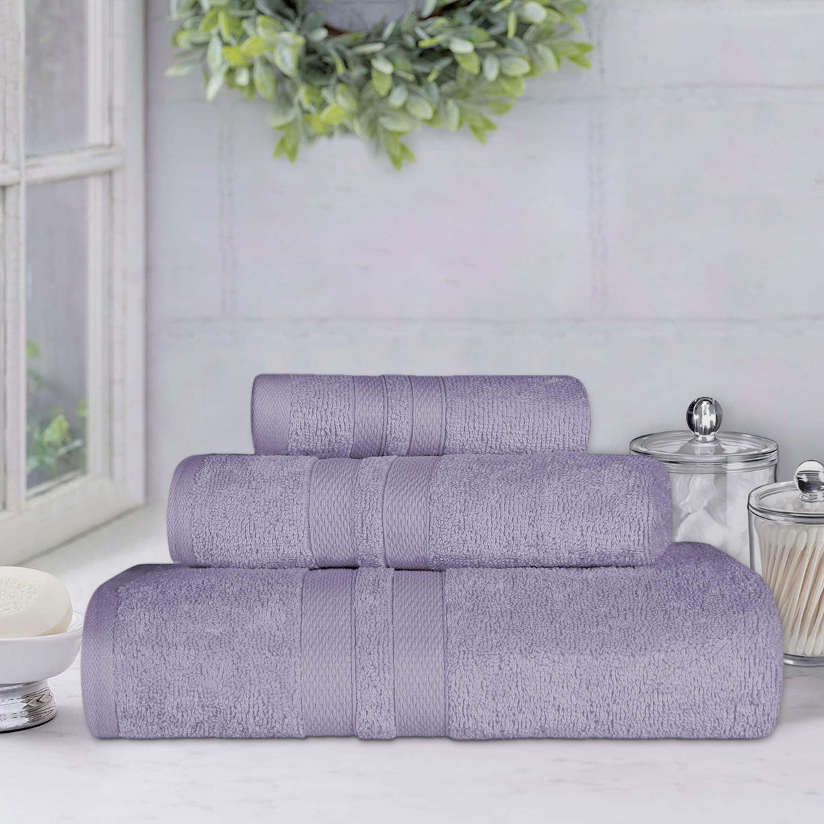 Ultra Soft Cotton Absorbent Solid Assorted 3 Piece Towel Set - Blue Nile Mills