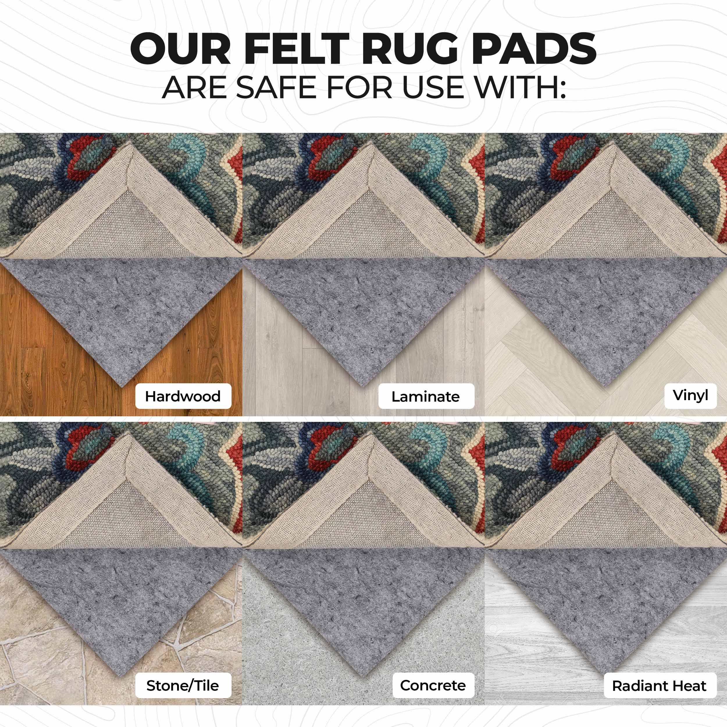 Lynn Non Slip Polyester Felt & Rubber Indoor Area Rug Pad With Coating - Blue Nile Mills