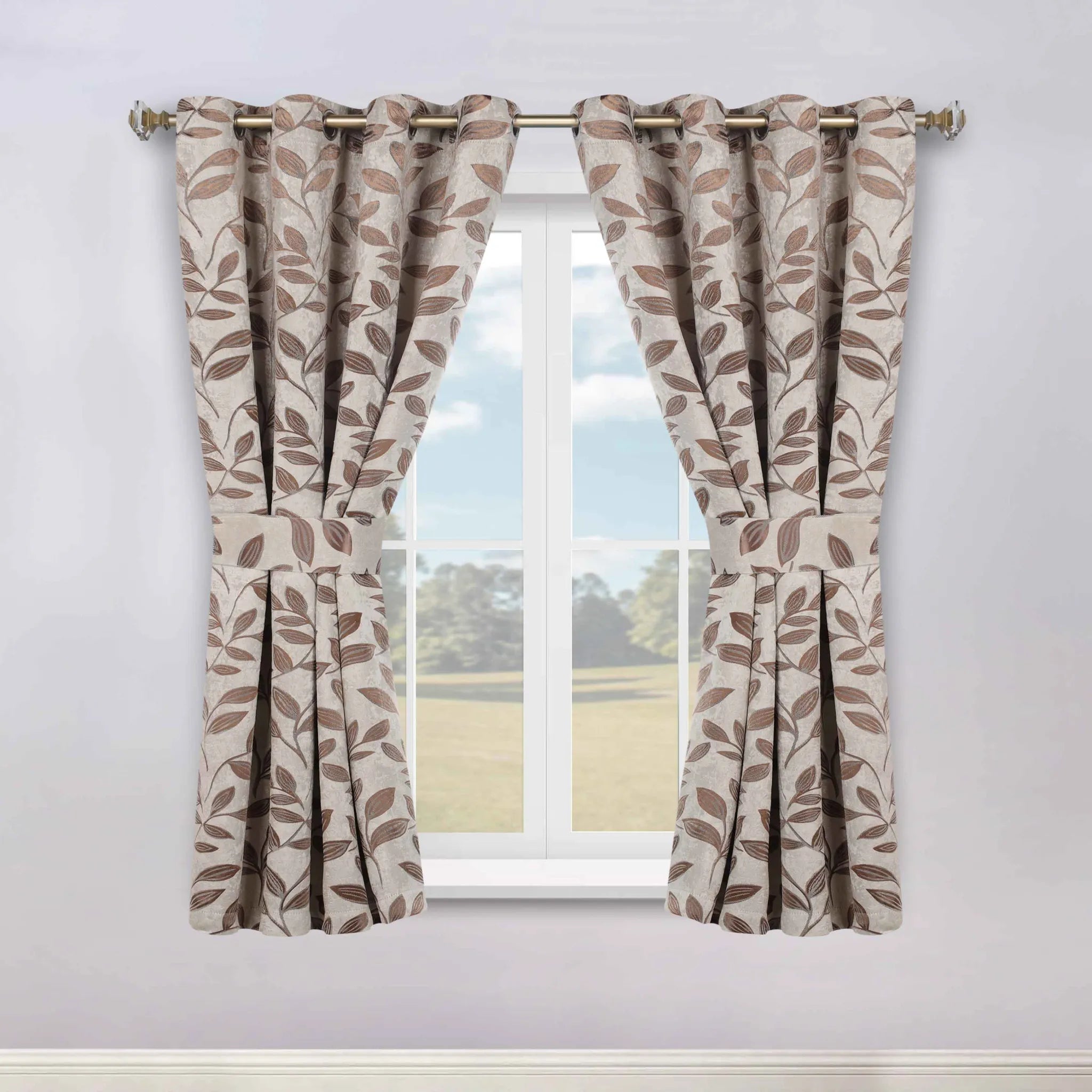 Leaves Machine Room Darkening Blackout Curtains, Set of 2