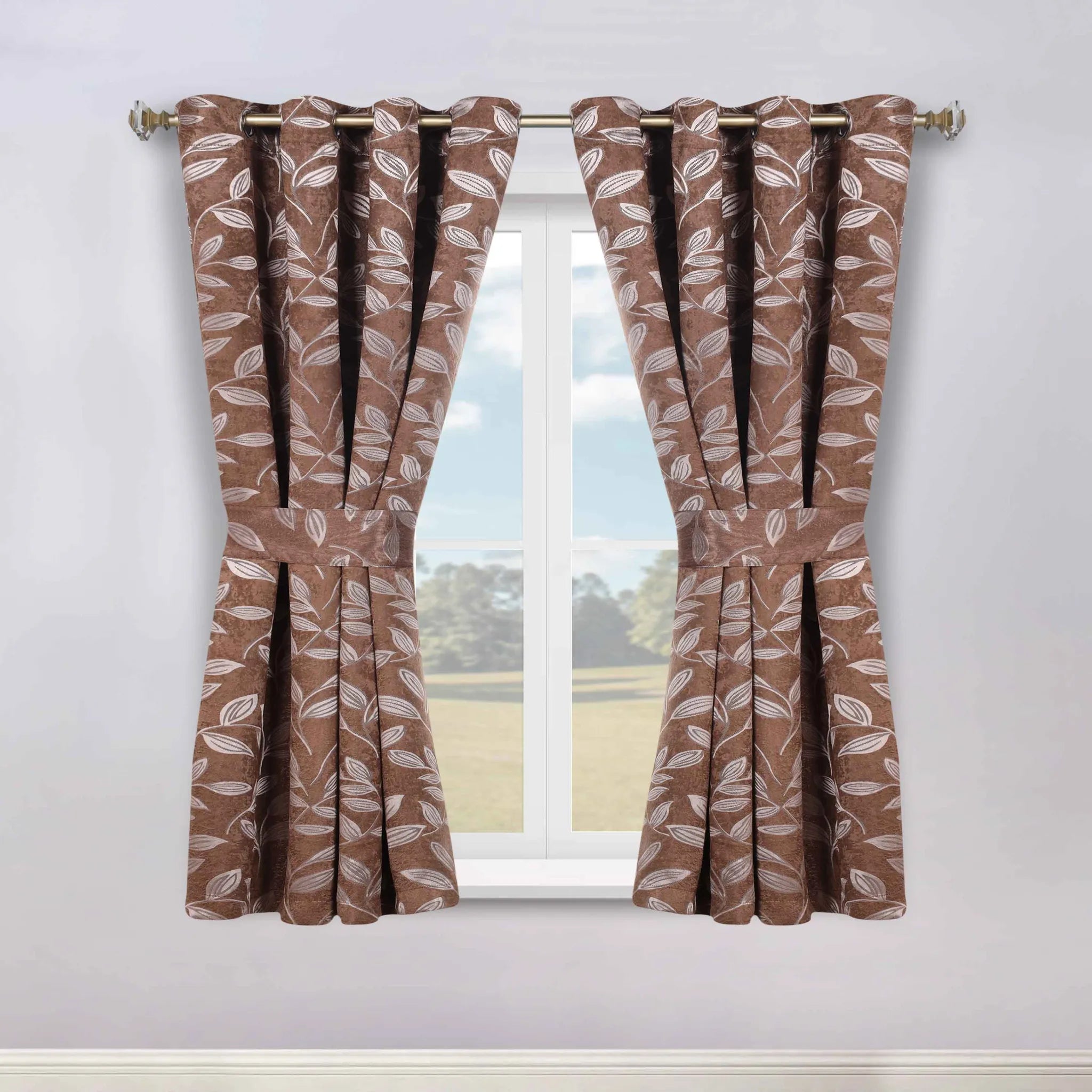 Leaves Machine Room Darkening Blackout Curtains, Set of 2