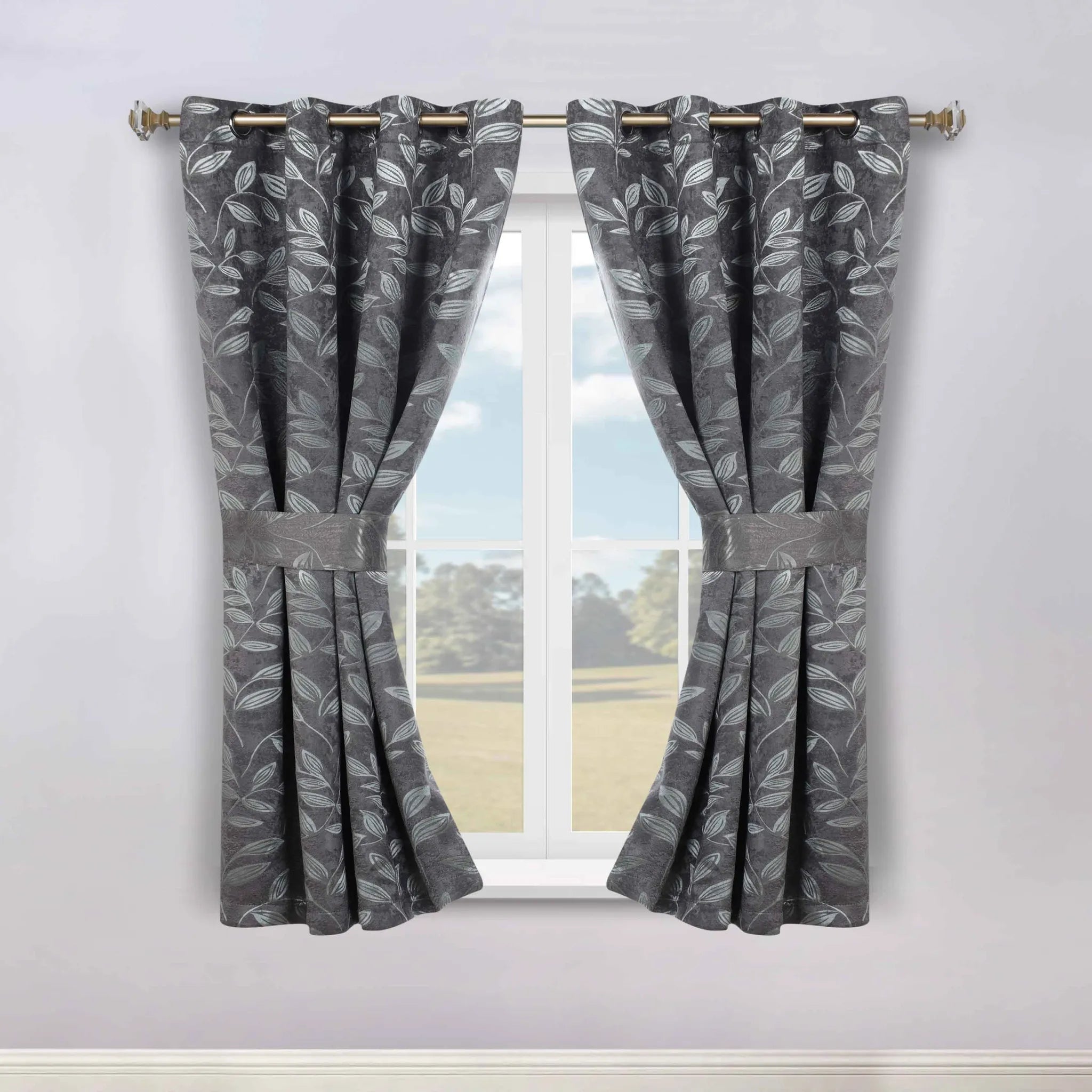 Leaves Machine Room Darkening Blackout Curtains, Set of 2
