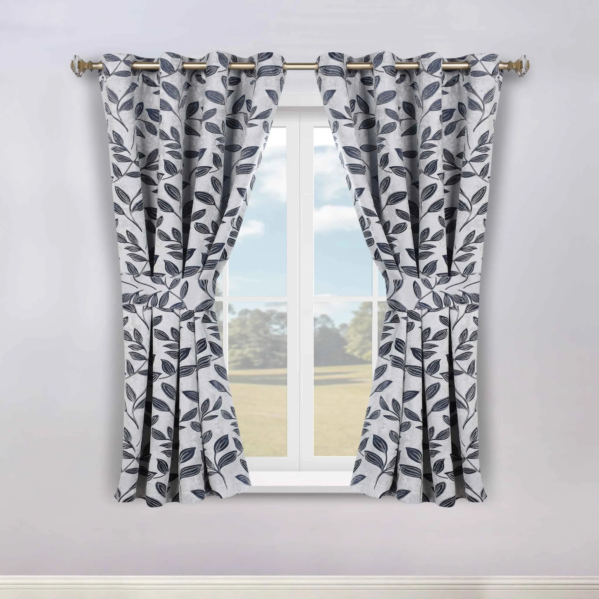 Leaves Machine Room Darkening Blackout Curtains, Set of 2