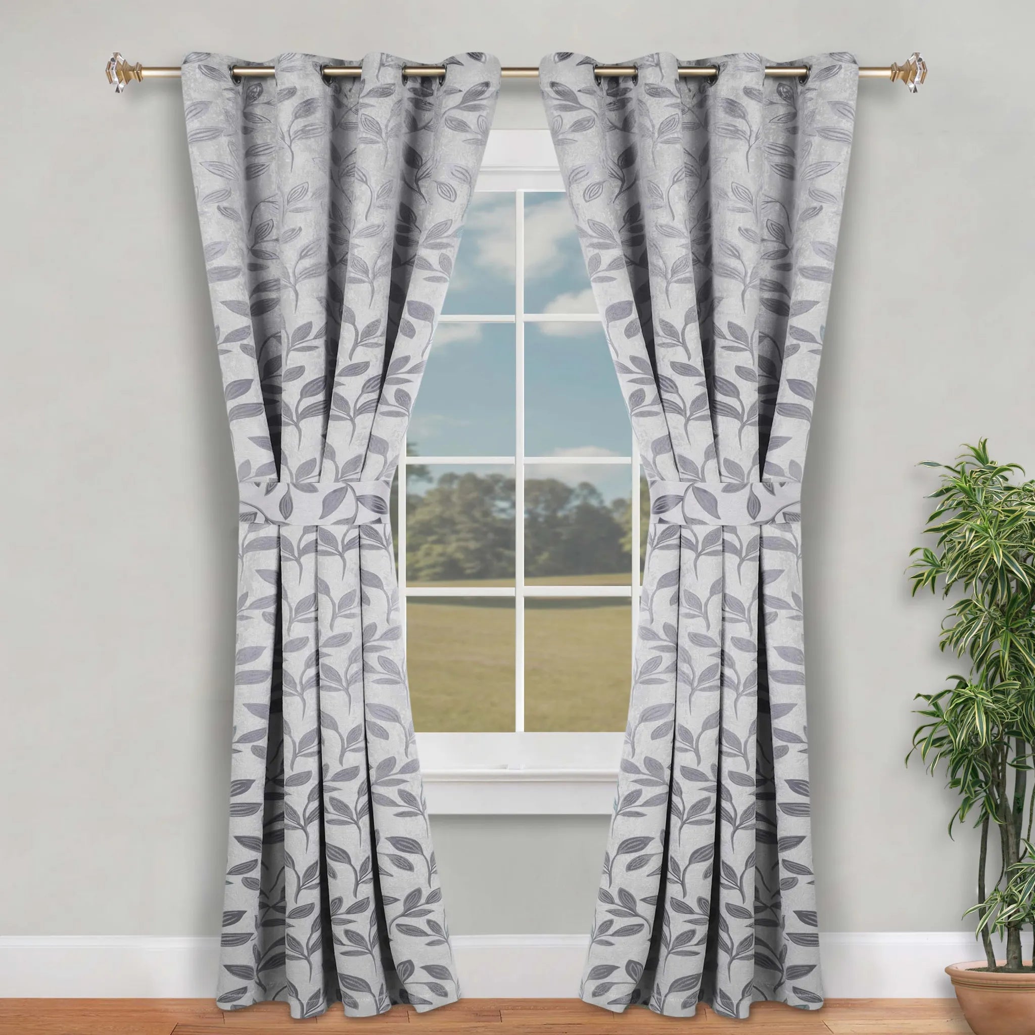 Leaves Machine Room Darkening Blackout Curtains, Set of 2