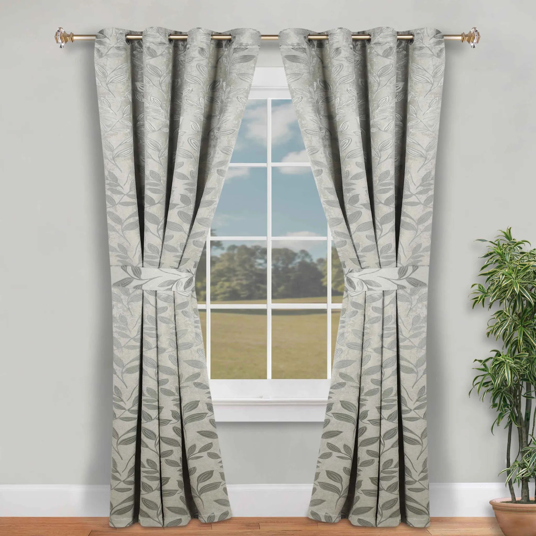 Leaves Machine Room Darkening Blackout Curtains, Set of 2