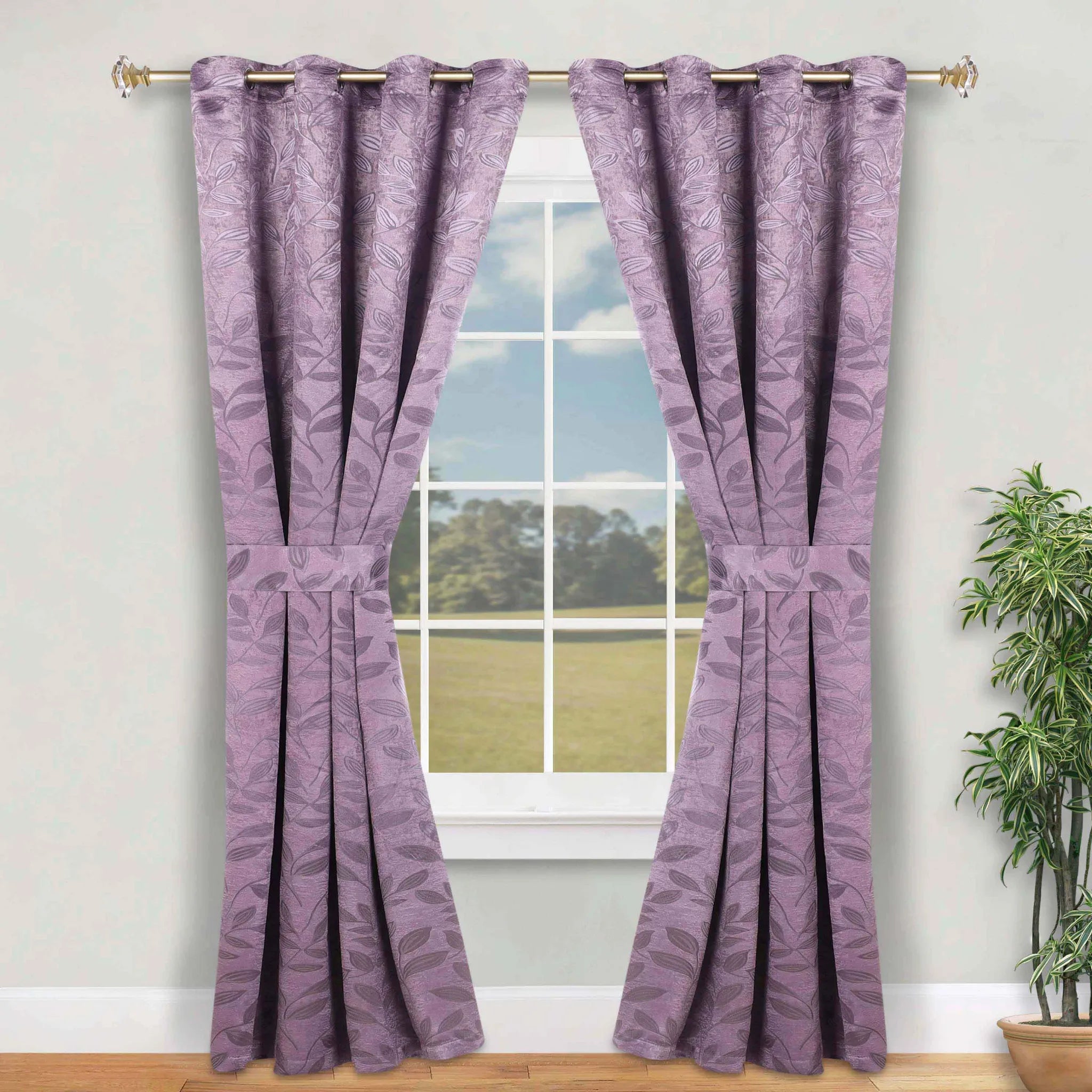 Leaves Machine Room Darkening Blackout Curtains, Set of 2