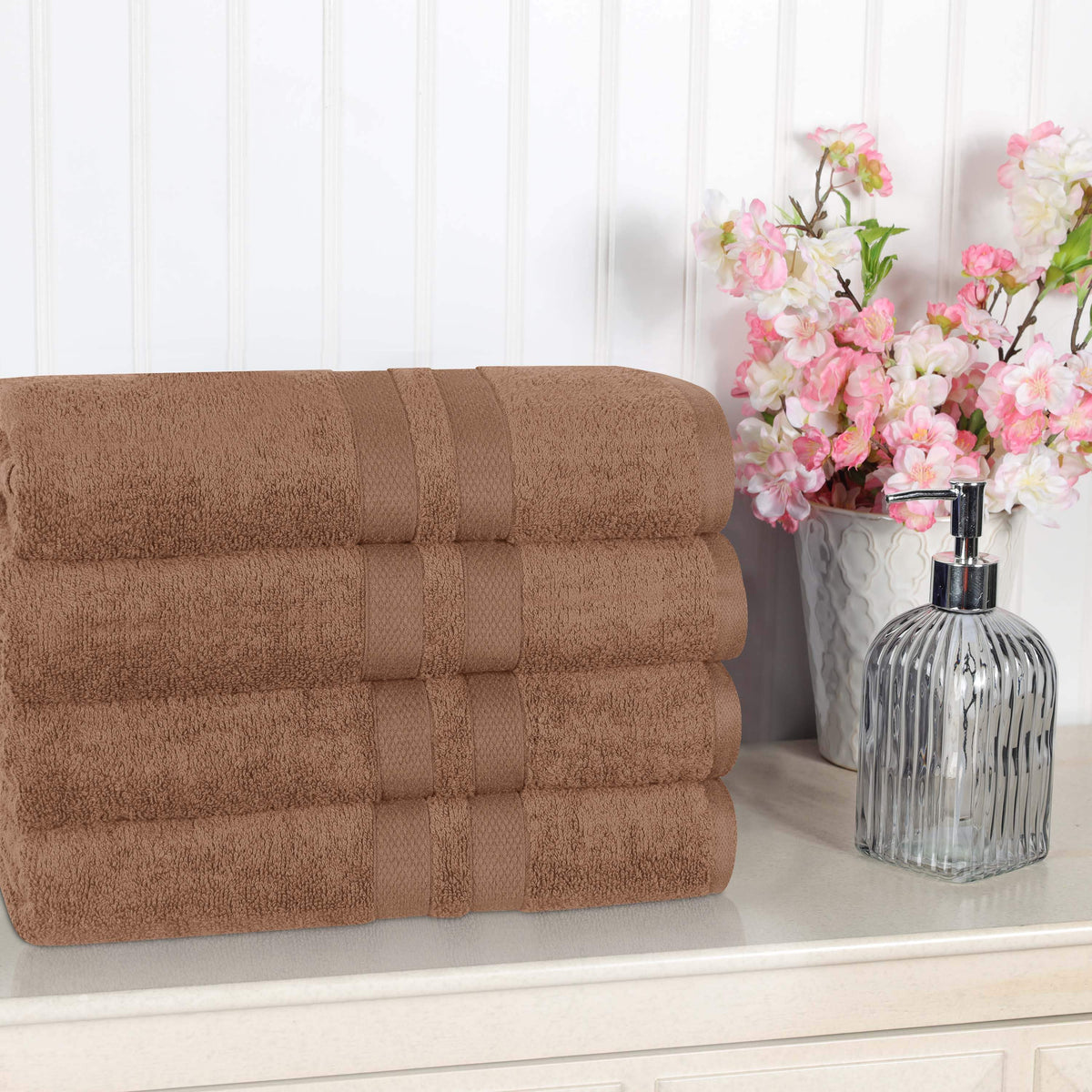Ultra Soft Cotton Absorbent Solid Assorted 4-Piece Bath Towel Set - Blue Nile Mills