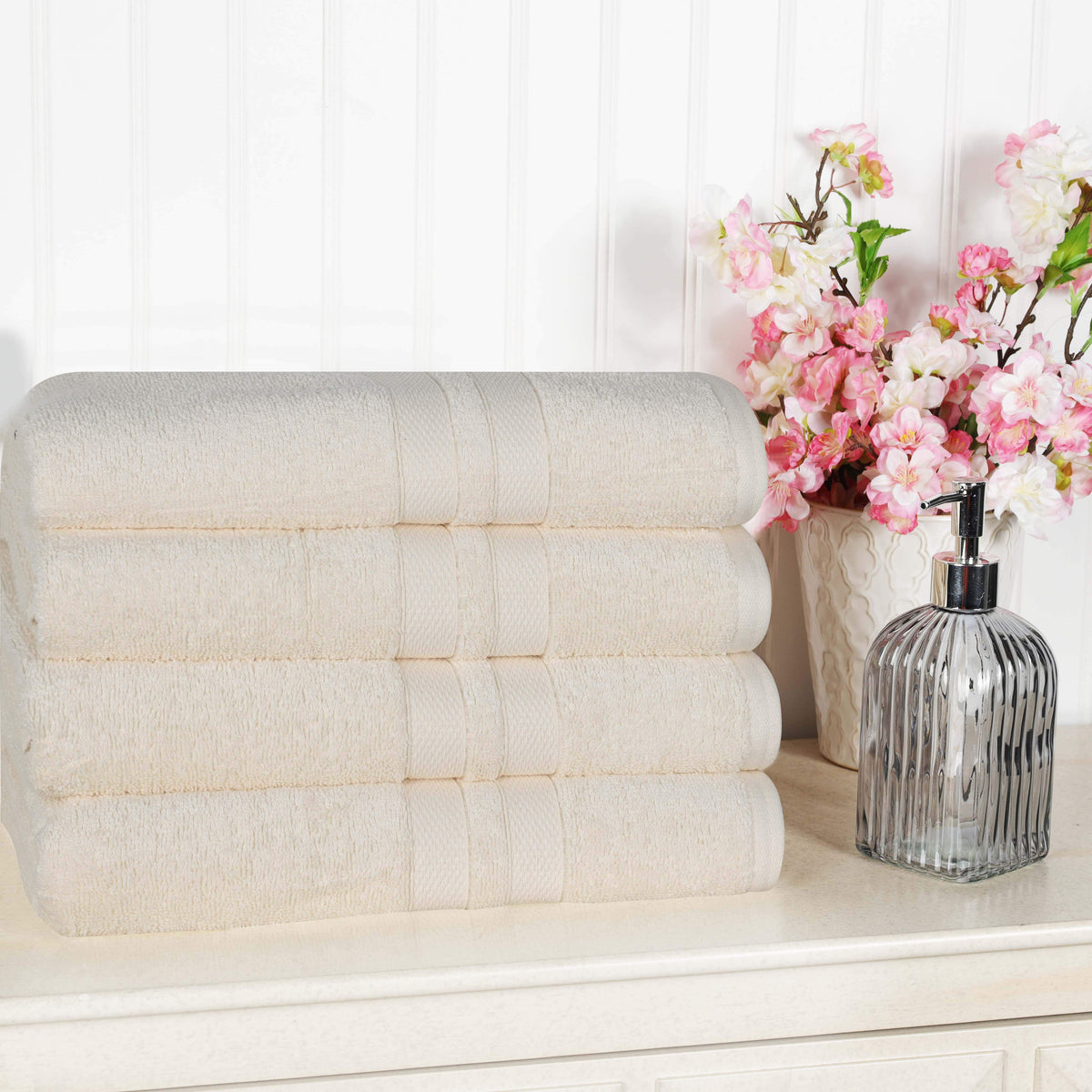 Ultra Soft Cotton Absorbent Solid Assorted 4-Piece Bath Towel Set - Blue Nile Mills