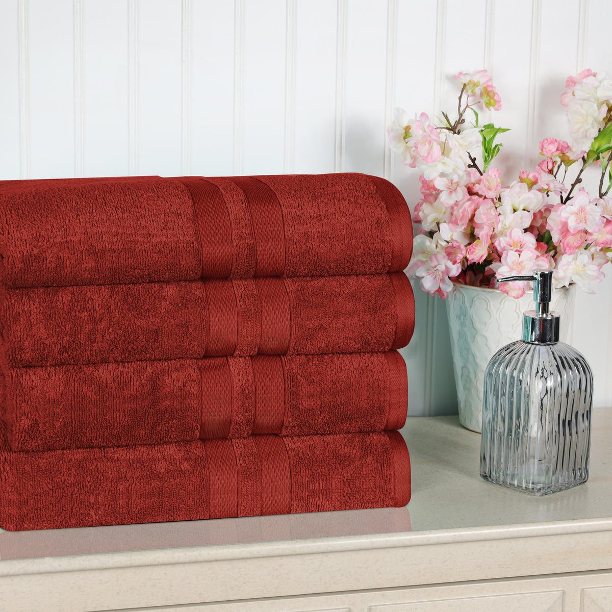 Ultra Soft Cotton Absorbent Solid Assorted 4-Piece Bath Towel Set - Blue Nile Mills