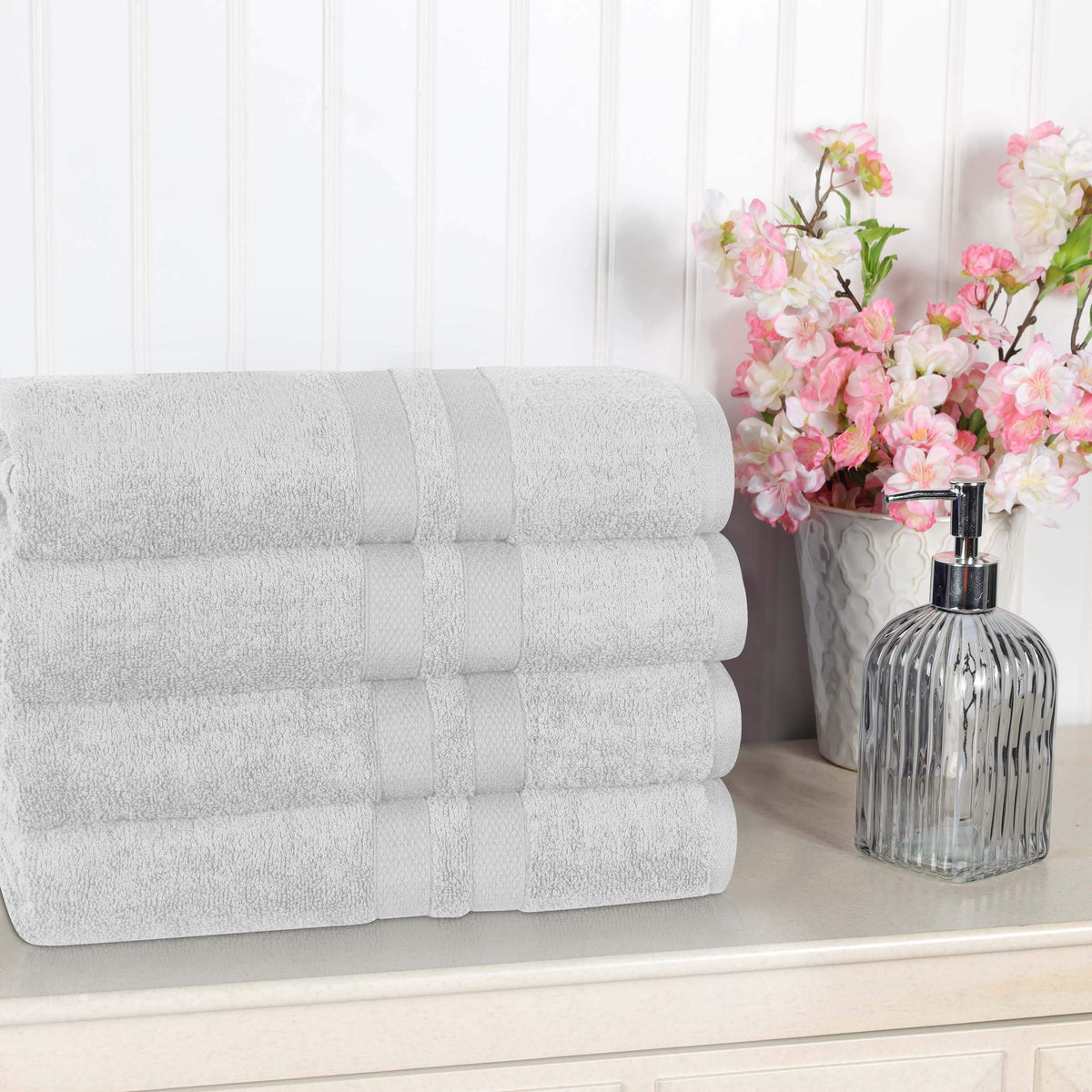 Ultra Soft Cotton Absorbent Solid Assorted 4-Piece Bath Towel Set - Blue Nile Mills