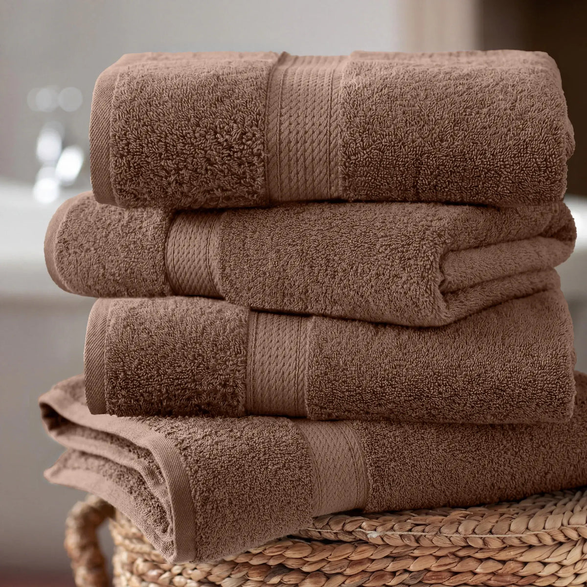 Egyptian Cotton Pile Plush Heavyweight Soft 4 Piece Bath Towel Set