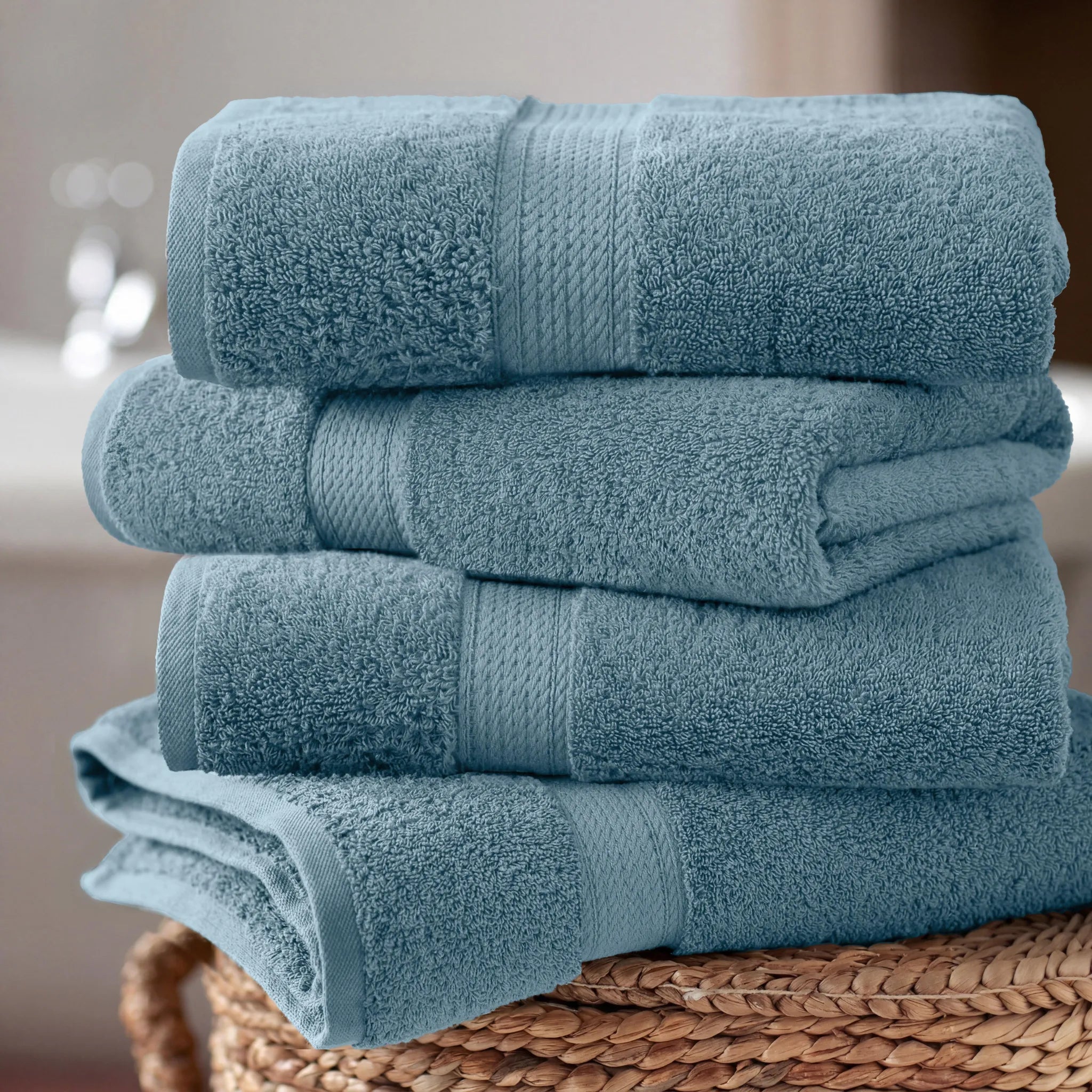 Egyptian Cotton Pile Plush Heavyweight Soft 4 Piece Bath Towel Set