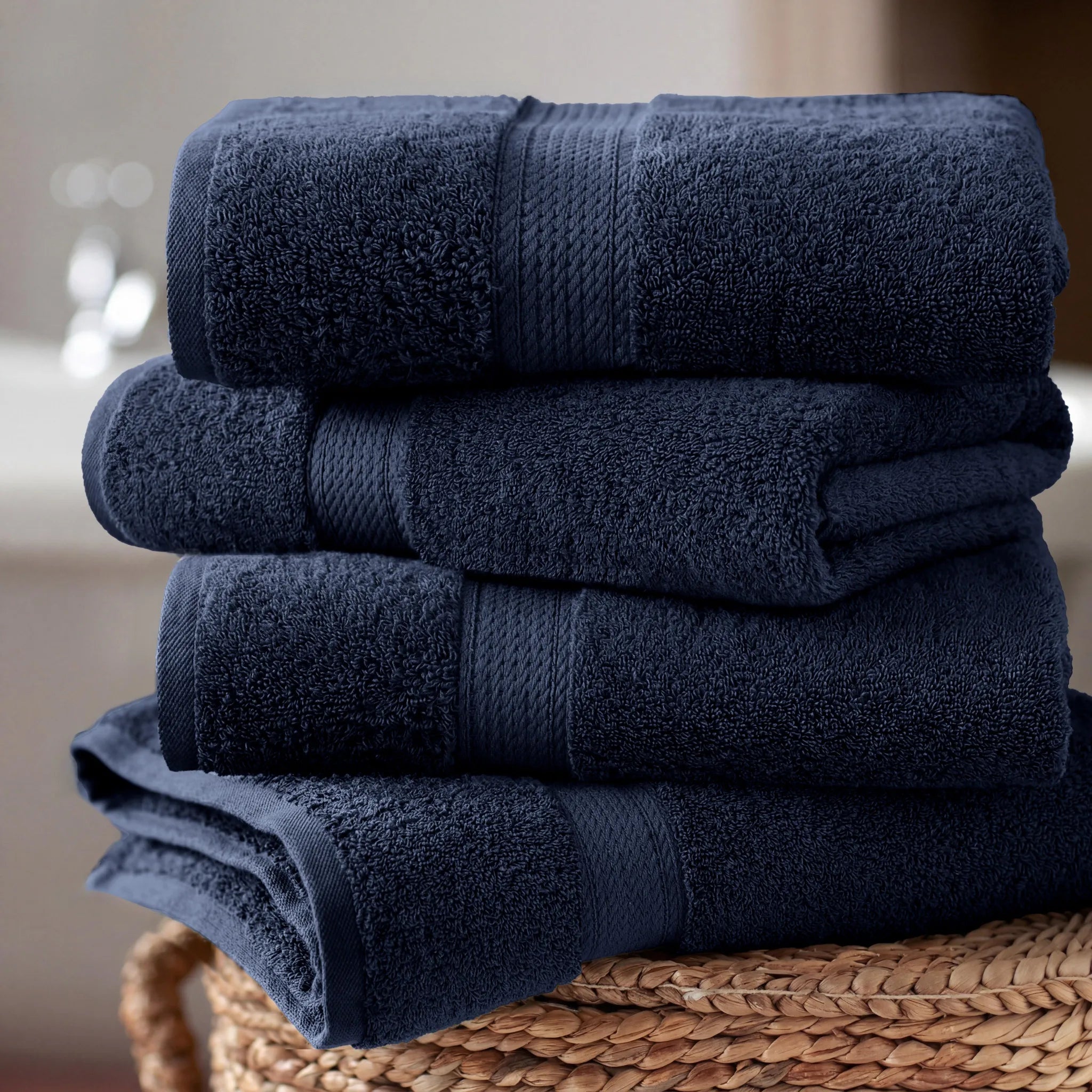 Egyptian Cotton Pile Plush Heavyweight Soft 4 Piece Bath Towel Set