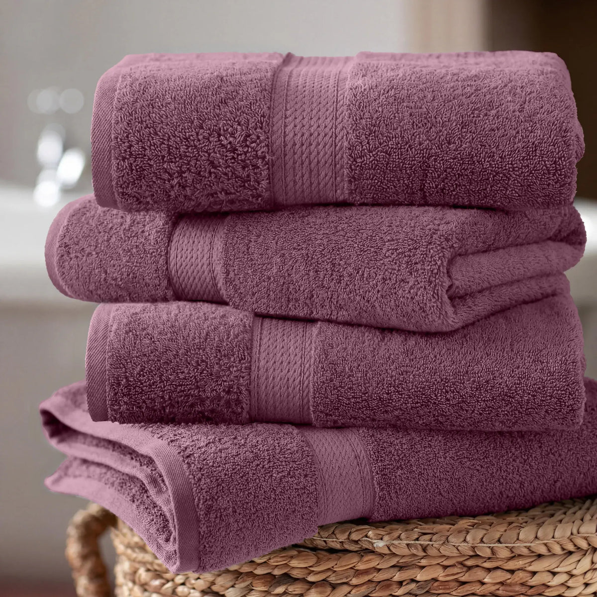 Egyptian Cotton Pile Plush Heavyweight Soft 4 Piece Bath Towel Set