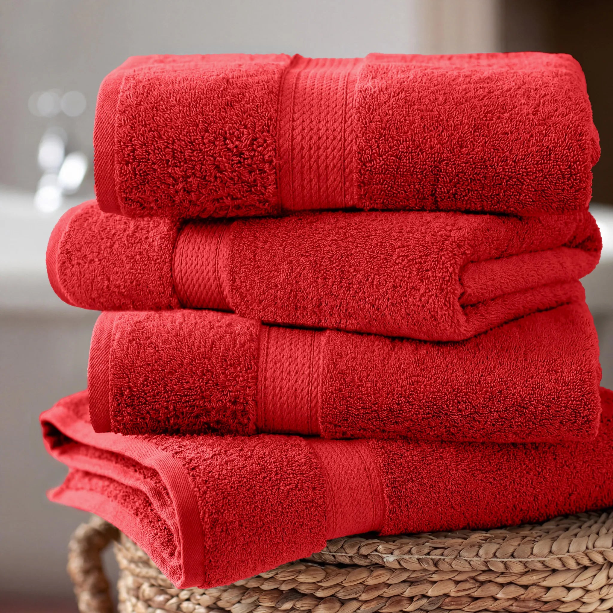 Egyptian Cotton Pile Plush Heavyweight Soft 4 Piece Bath Towel Set