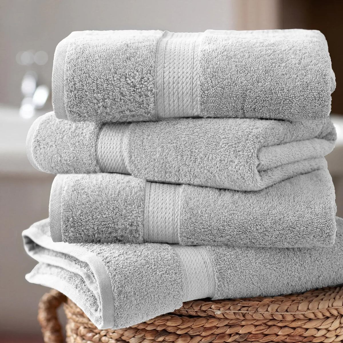 Egyptian Cotton Pile Plush Heavyweight Soft 4 Piece Bath Towel Set
