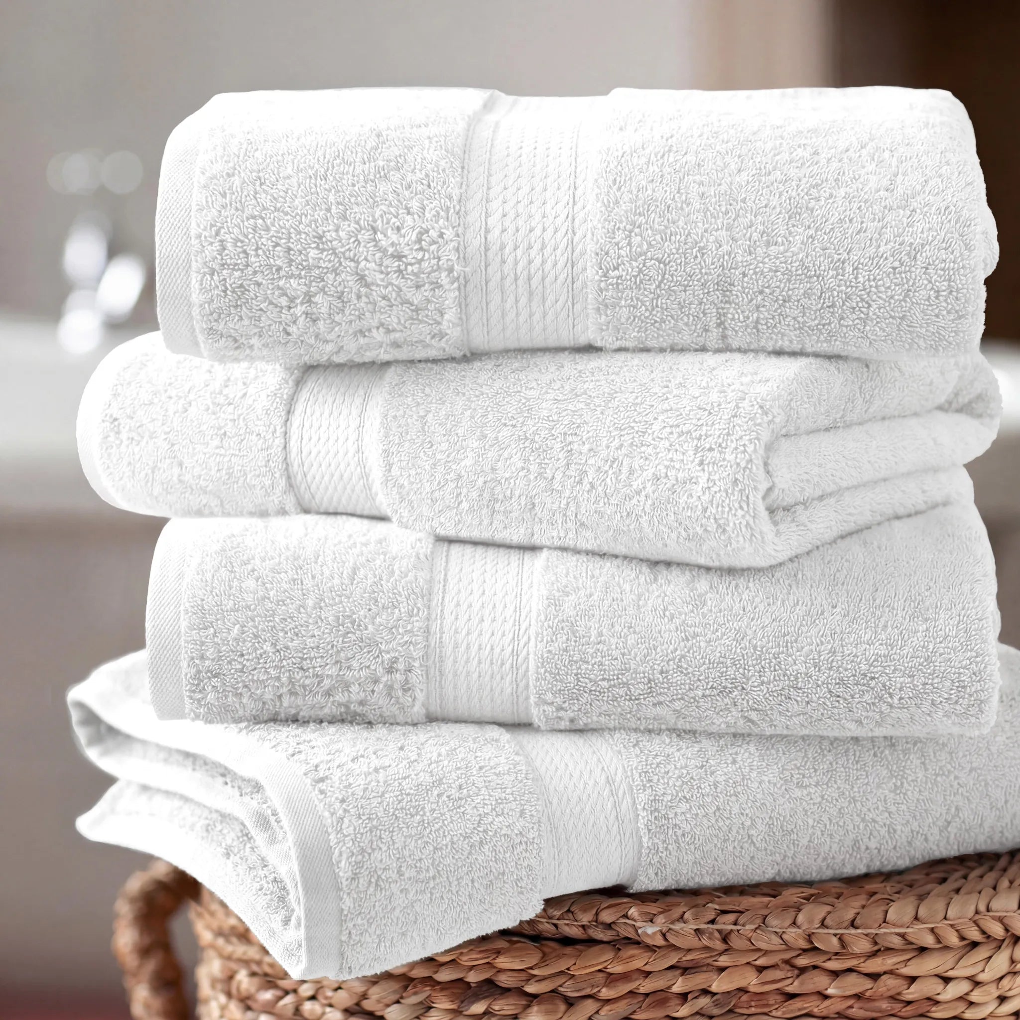 Egyptian Cotton Pile Plush Heavyweight Soft 4 Piece Bath Towel Set