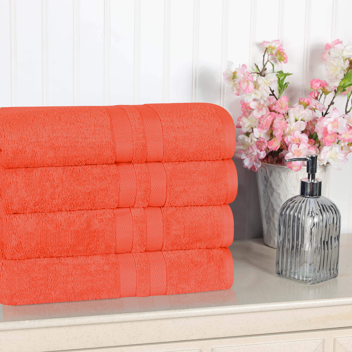 Ultra Soft Cotton Absorbent Solid Assorted 4-Piece Bath Towel Set - Blue Nile Mills