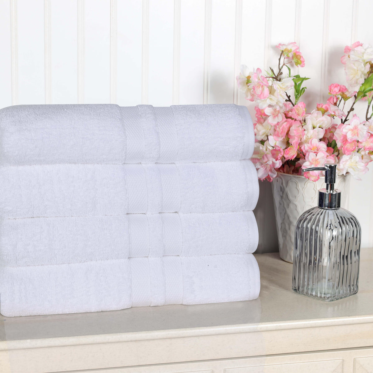 Ultra Soft Cotton Absorbent Solid Assorted 4-Piece Bath Towel Set - Blue Nile Mills
