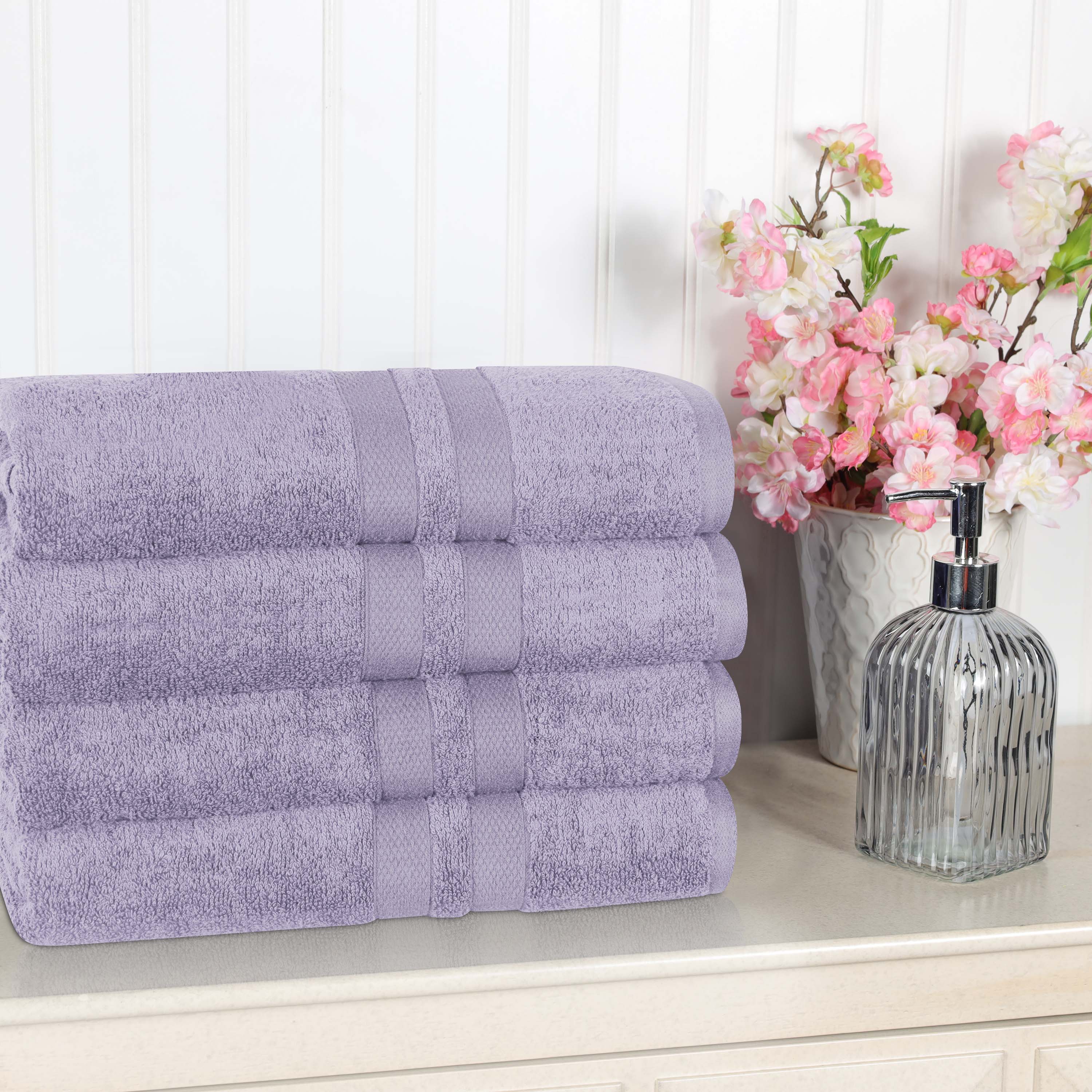 Ultra Soft Cotton Absorbent Solid Assorted 4-Piece Bath Towel Set - Blue Nile Mills