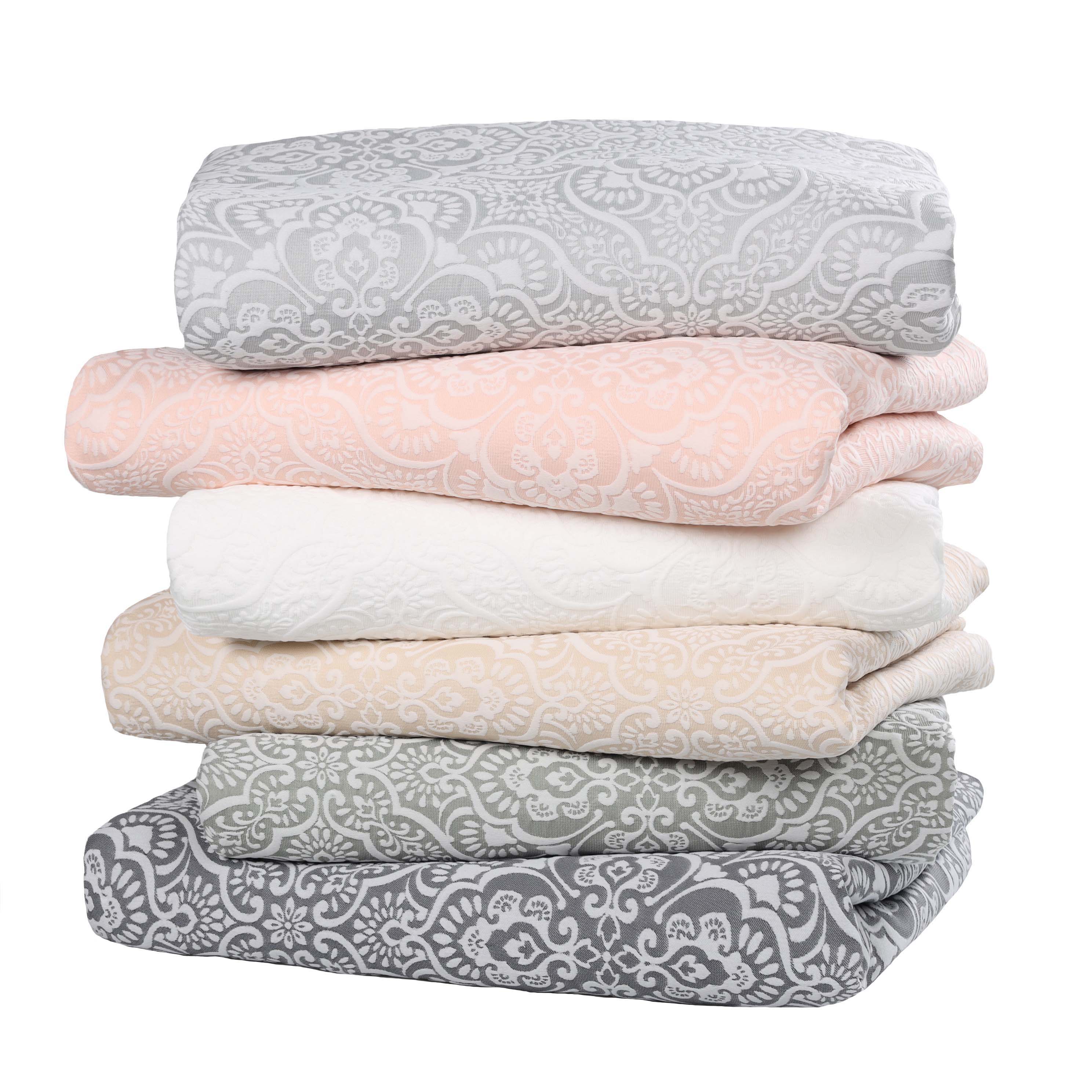 Enzy Medium Weight Floral Matelasse Bedspread and Sham Set - Blue Nile Mills