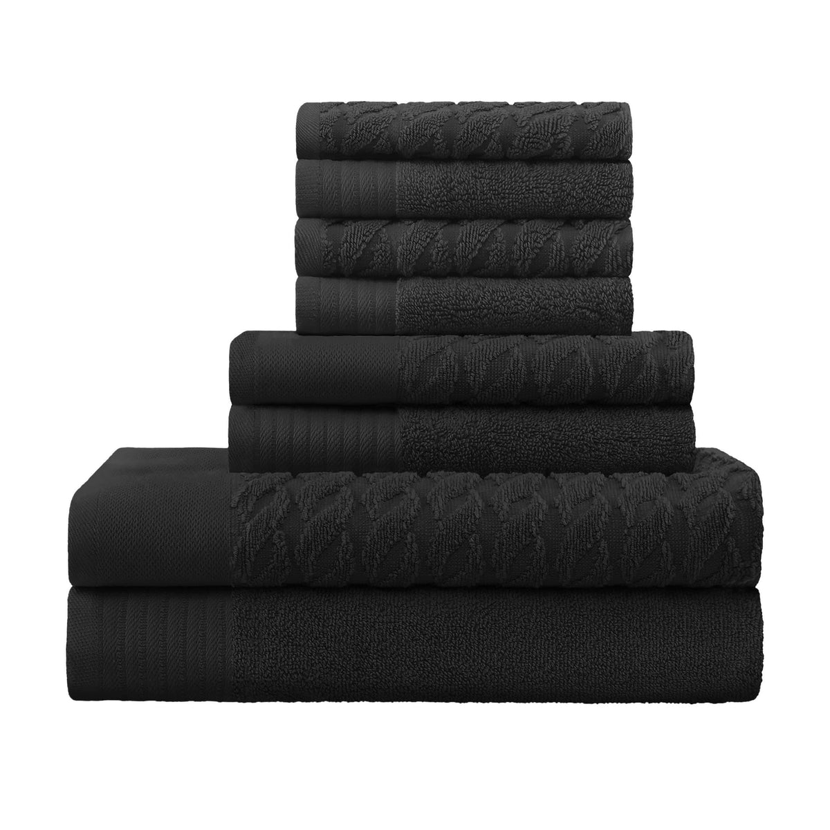 Turkish Cotton 8 Piece Jacquard Herringbone and Solid Towel Set - Blue Nile Mills