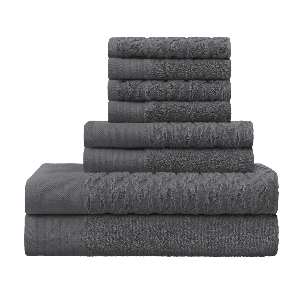 Turkish Cotton 8 Piece Jacquard Herringbone and Solid Towel Set - Blue Nile Mills