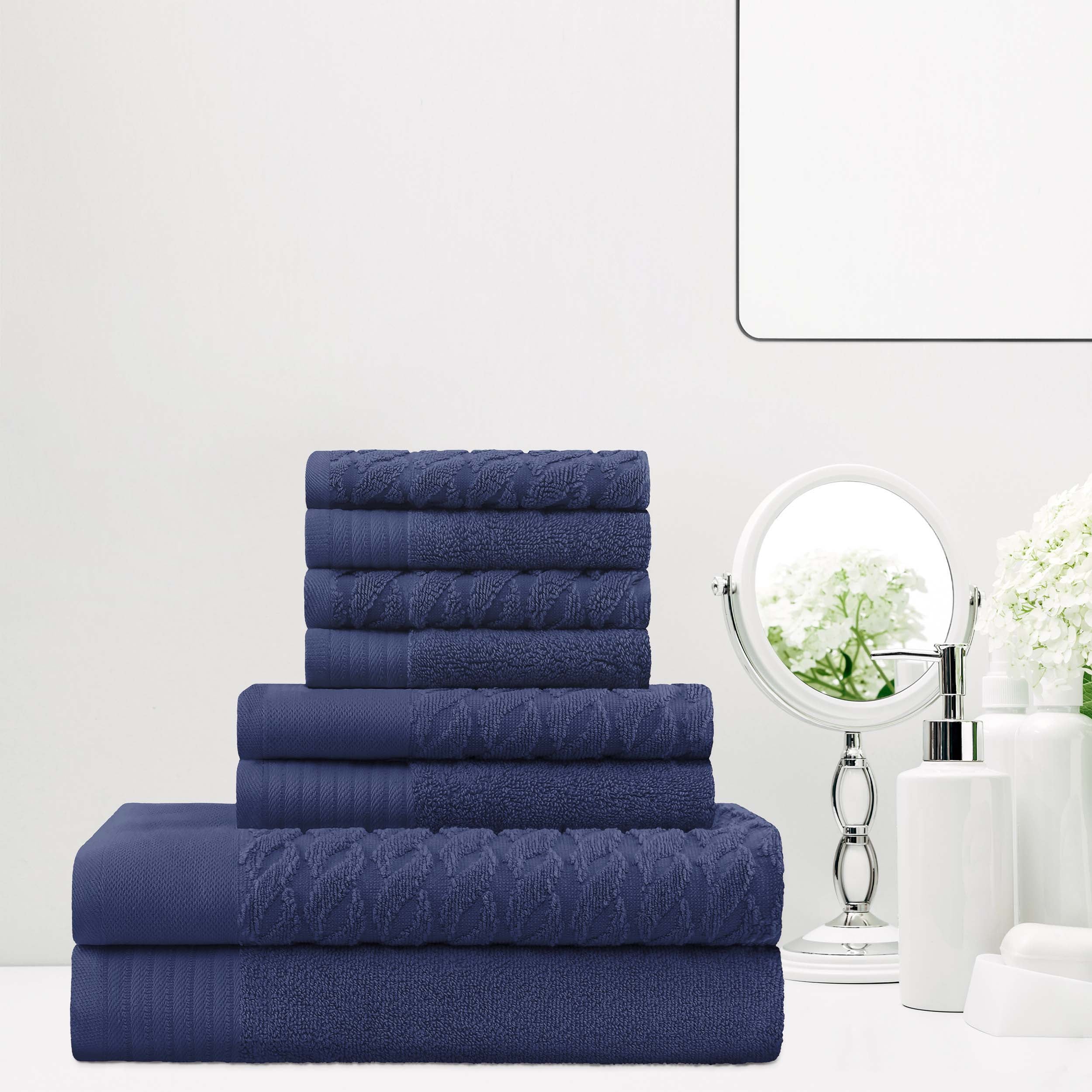 Turkish Cotton 8 Piece Jacquard Herringbone and Solid Towel Set - Blue Nile Mills