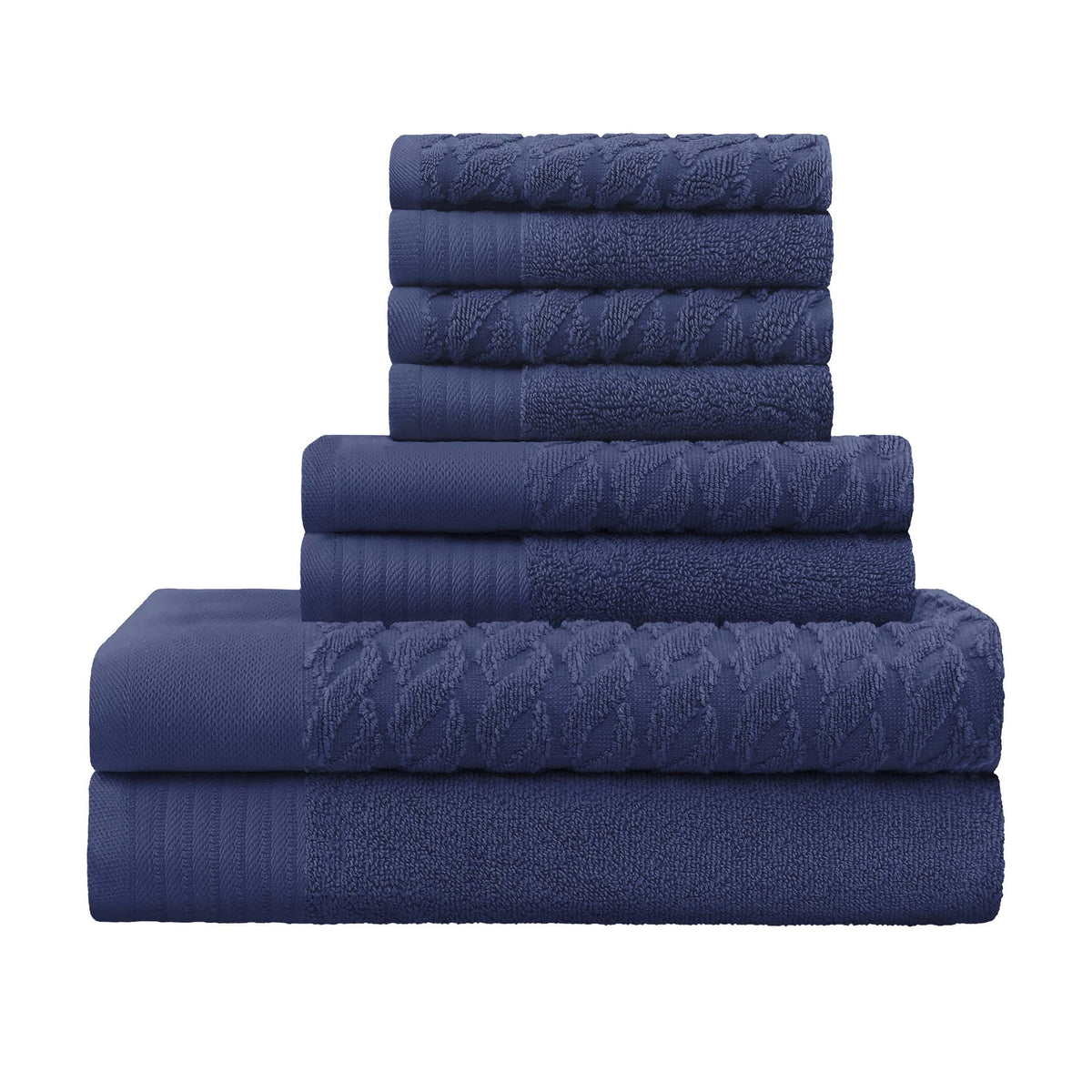 Turkish Cotton 8 Piece Jacquard Herringbone and Solid Towel Set - Blue Nile Mills