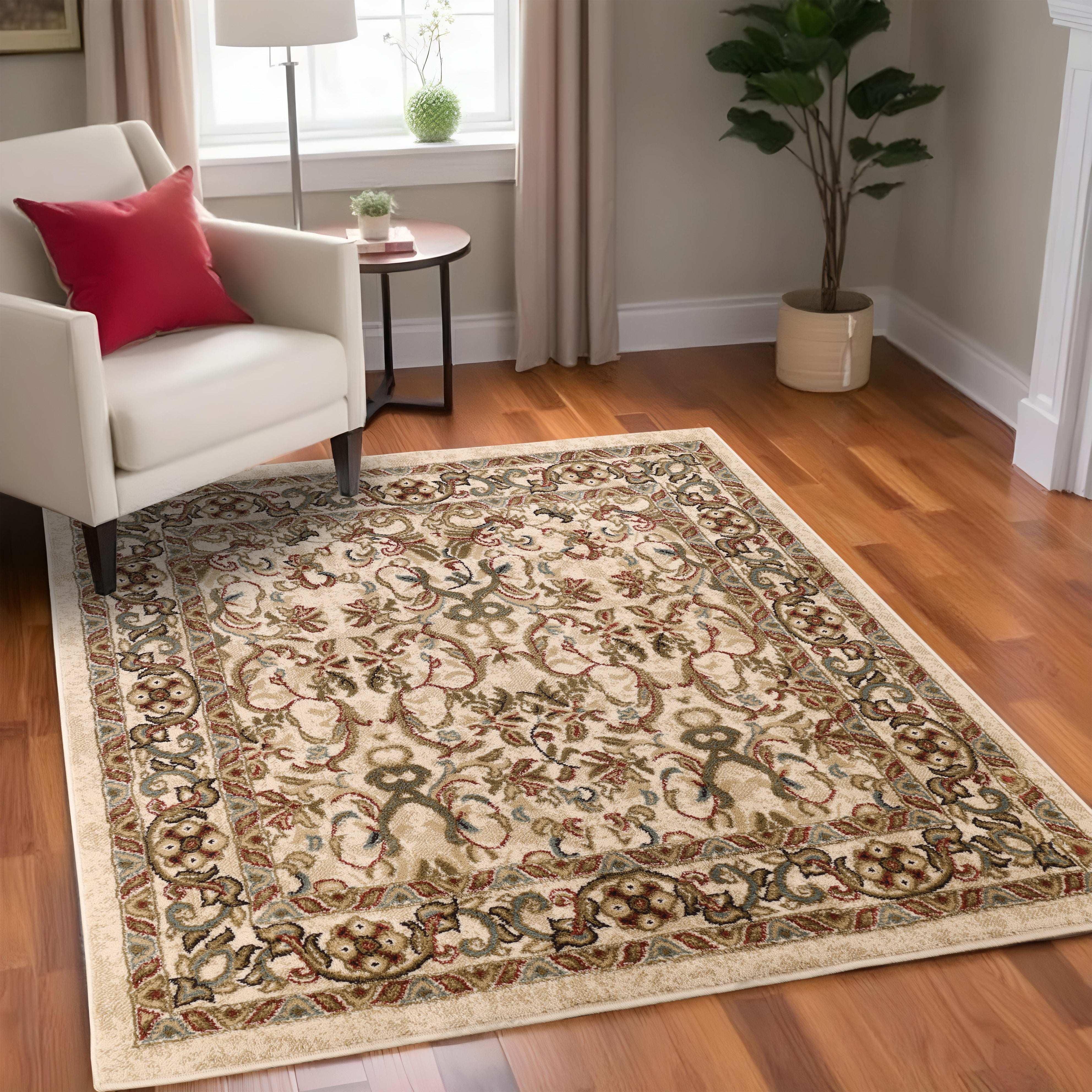 Heritage Traditional Floral Scroll Indoor Area Rug Or Runner Rug - Blue Nile Mills