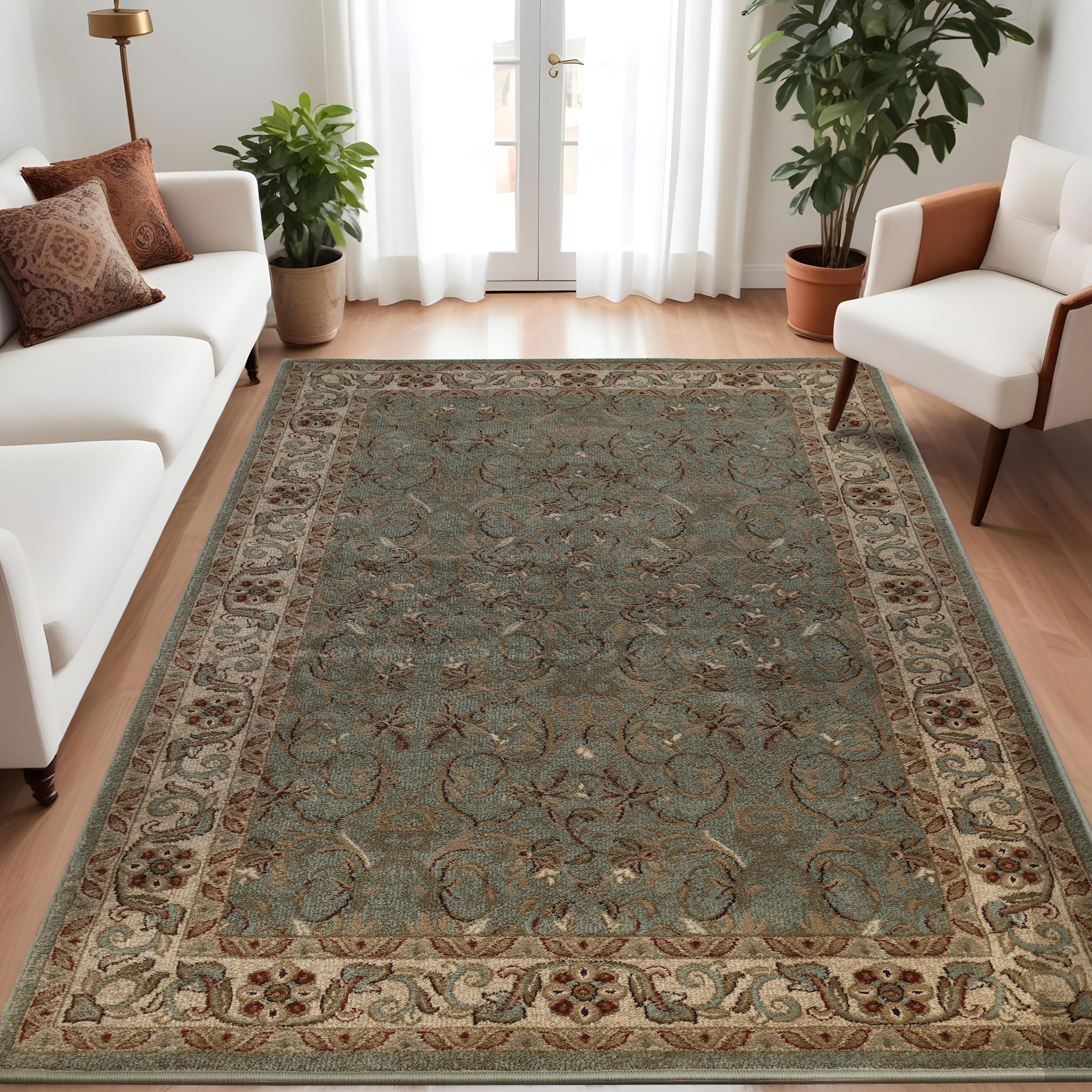 Heritage Traditional Floral Scroll Indoor Area Rug Or Runner Rug - Blue Nile Mills