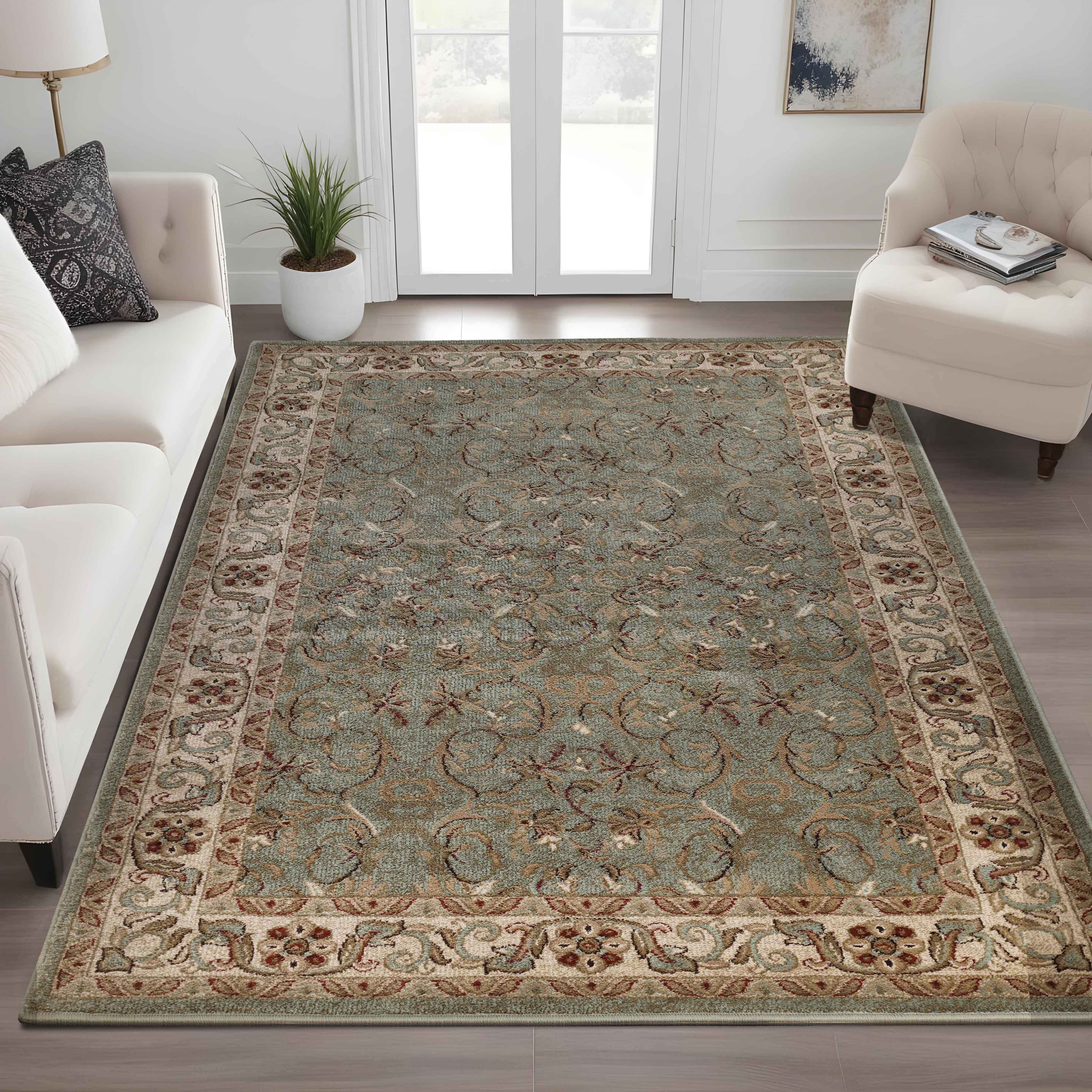 Heritage Traditional Floral Scroll Indoor Area Rug Or Runner Rug - Blue Nile Mills