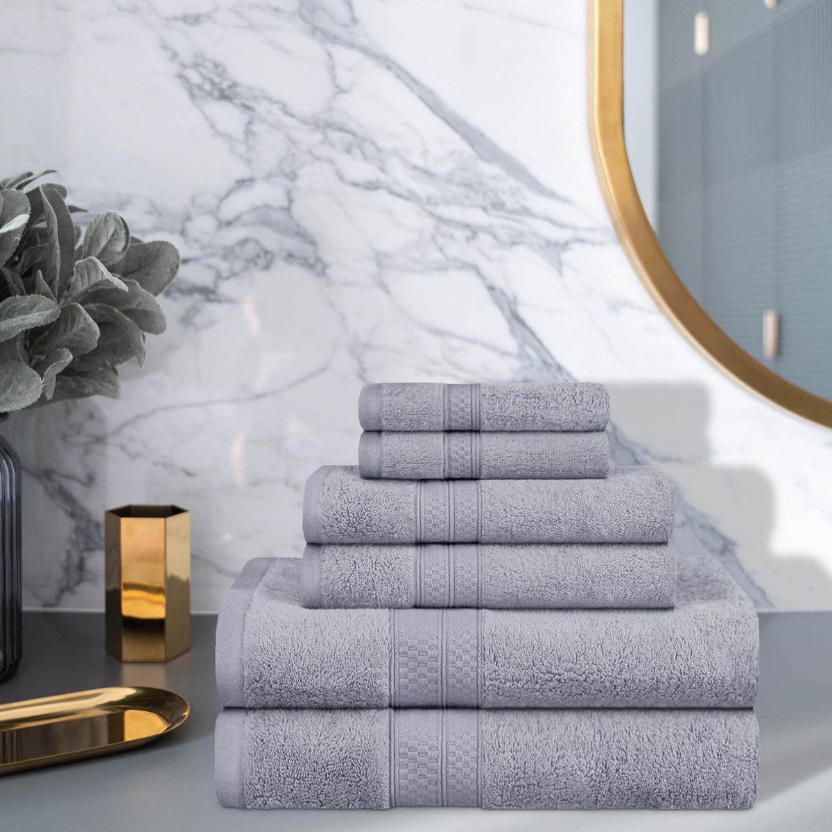 Ultra-Soft Rayon from Bamboo Cotton Blend 6 Piece Towel Set - Blue Nile Mills
