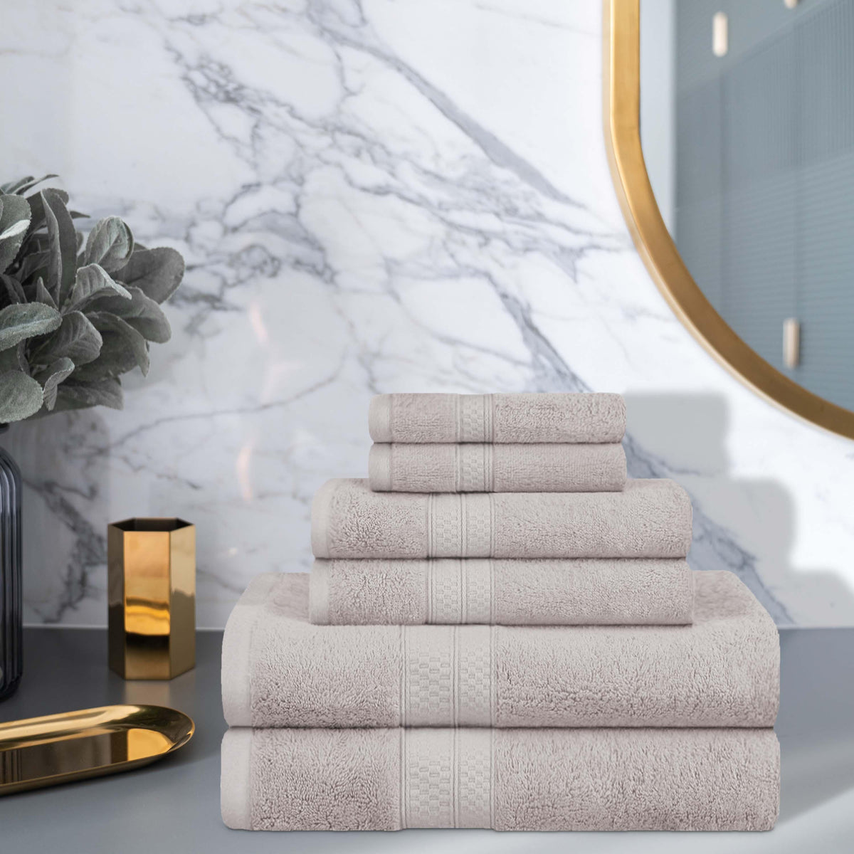 Ultra-Soft Rayon from Bamboo Cotton Blend 6 Piece Towel Set - Blue Nile Mills